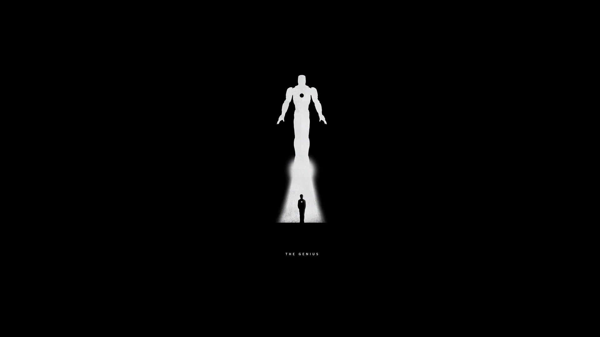 Iron Man, black and white, glowing beam, Full HD Desktop Wallpaper