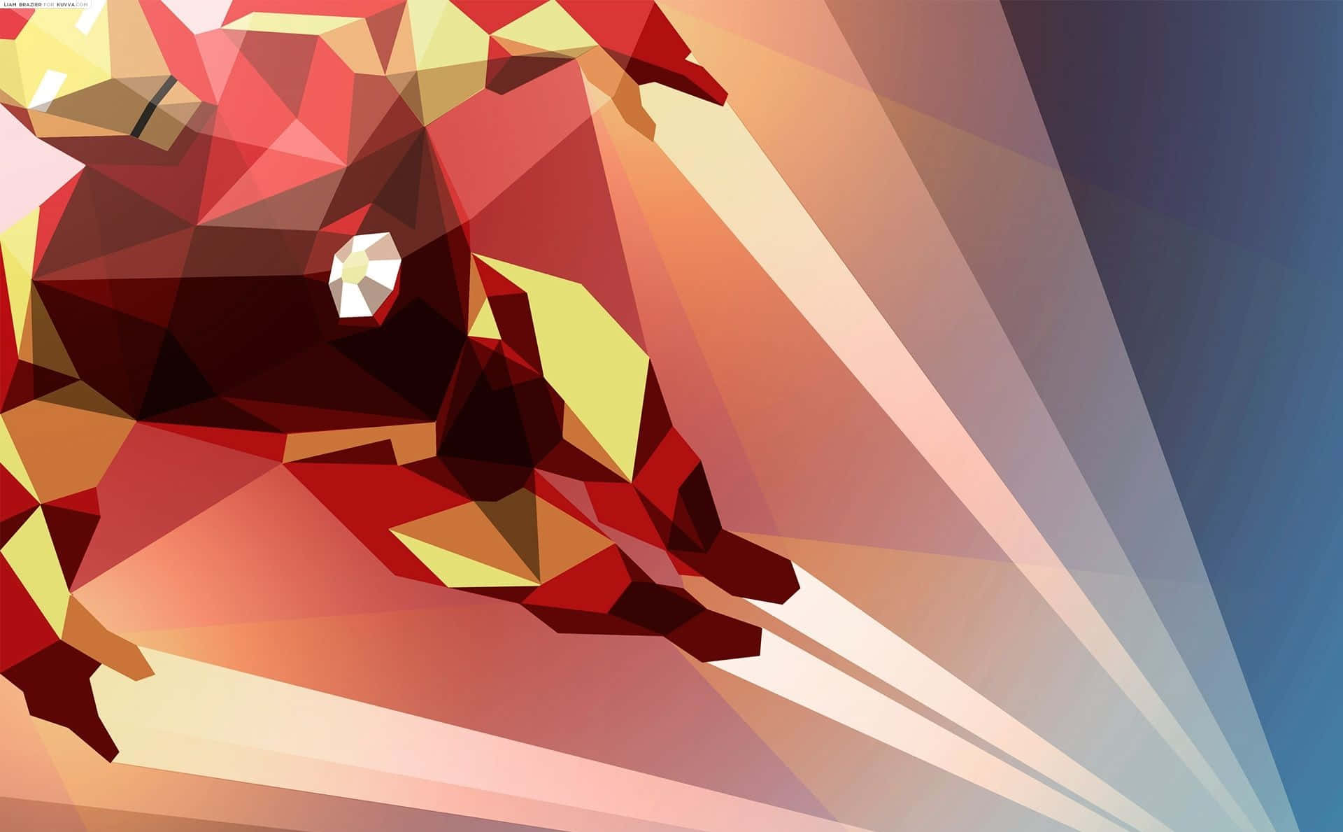 Iron Man, red and gold, low-poly stylized, Full HD Desktop Wallpaper