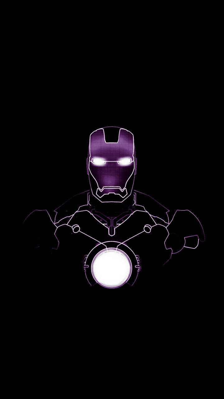 Iron Man, glowing purple, bright white eyes, HD Phone Wallpaper
