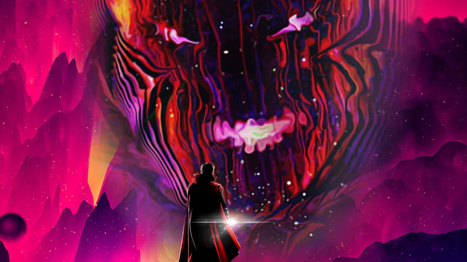 Doctor Strange, red cloak, cosmic entity, Full HD Desktop Wallpaper