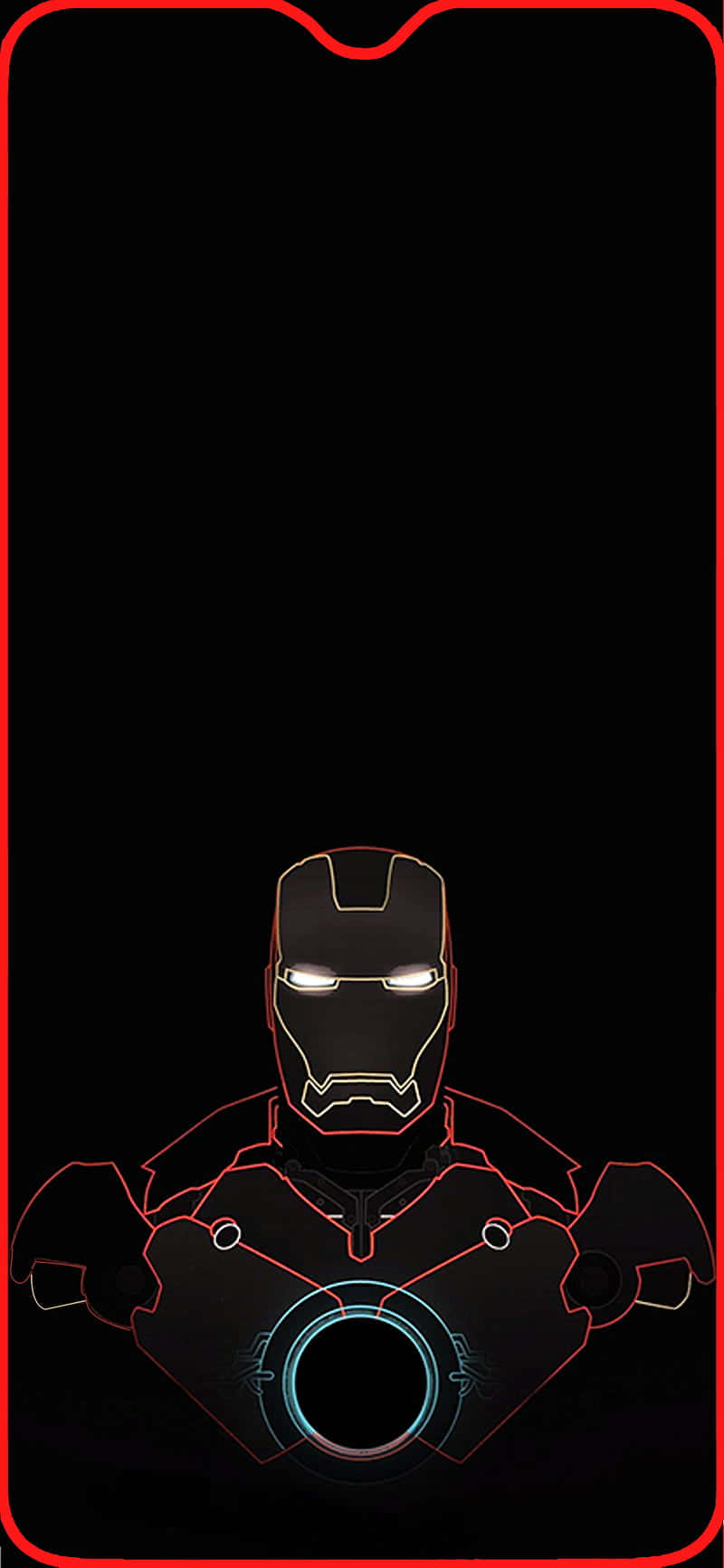 Iron Man, glowing red outline, chest arc reactor, HD Phone Wallpaper