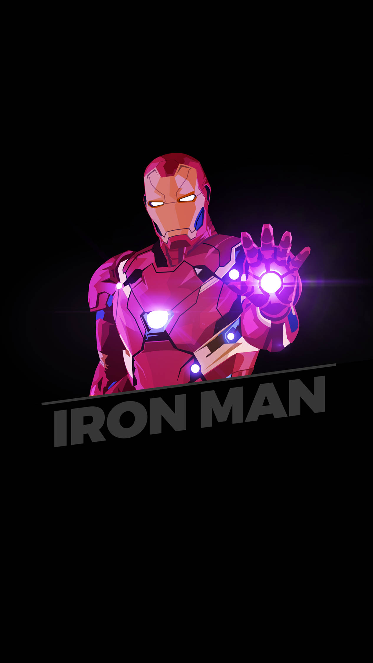 Iron Man, red armor, glowing purple repulsor, Full HD Phone Wallpaper