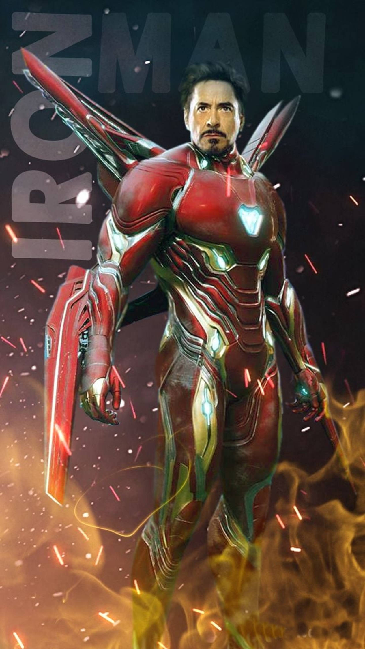 Iron Man, red gold Iron Man armor, arc reactor, Full HD Phone Wallpaper