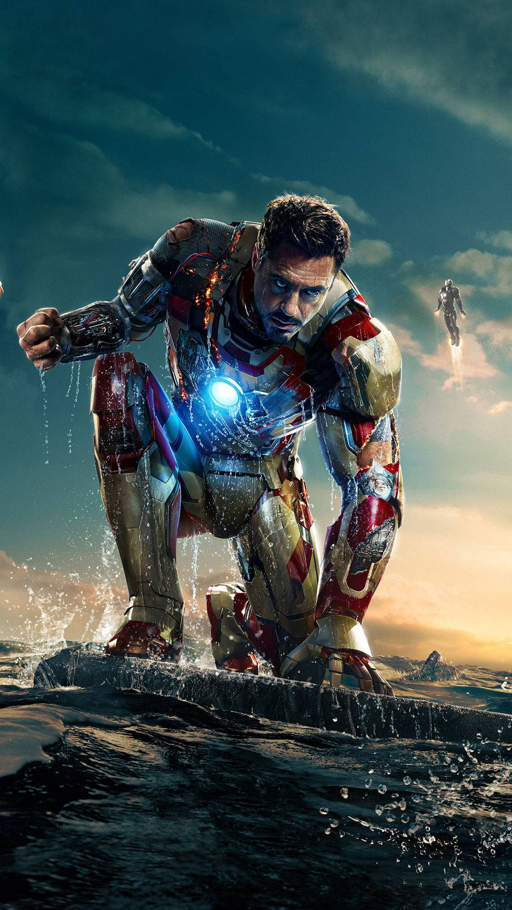 Iron Man Android, wet rock, water splashes, HD Phone Wallpaper