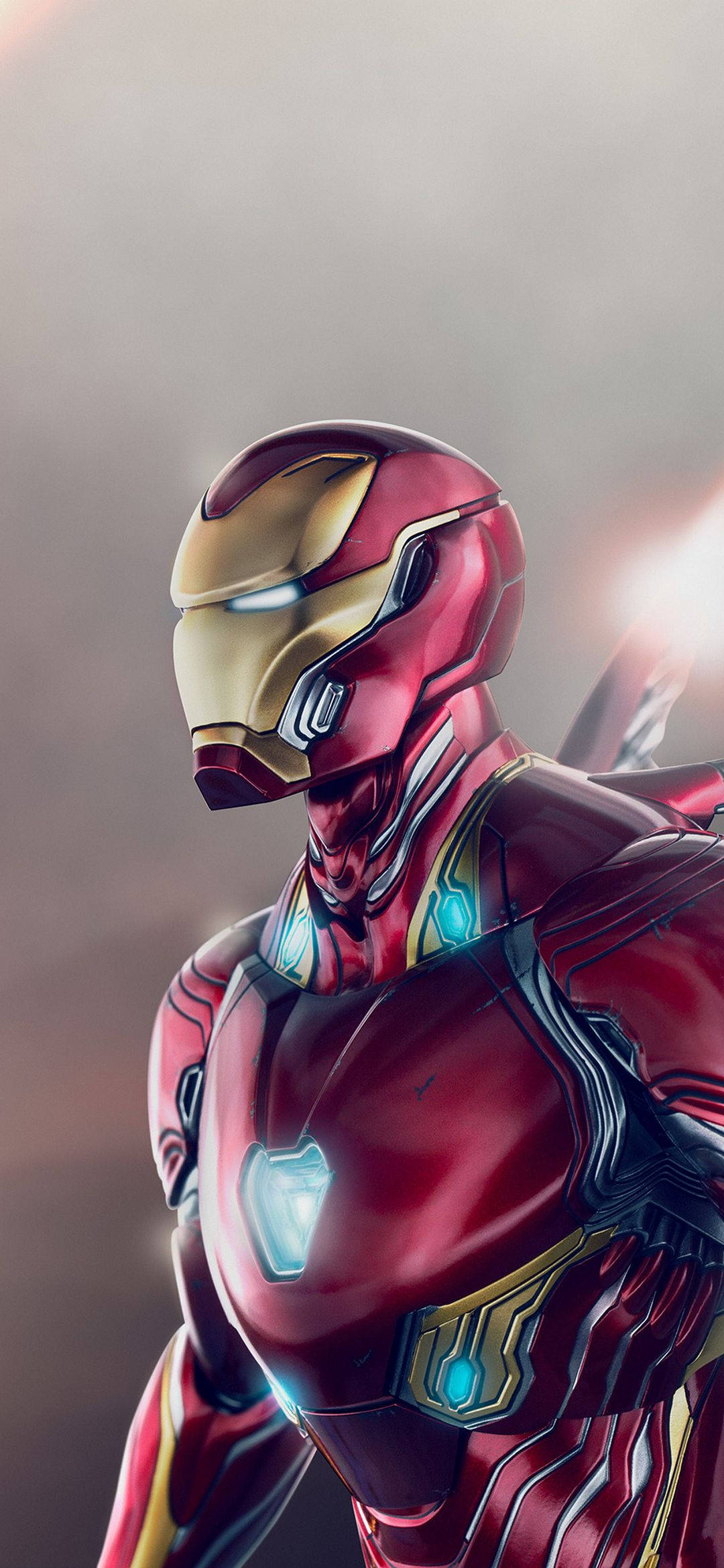 Iron Man Android, red gold armor, glowing blue lights, Full HD Phone Wallpaper