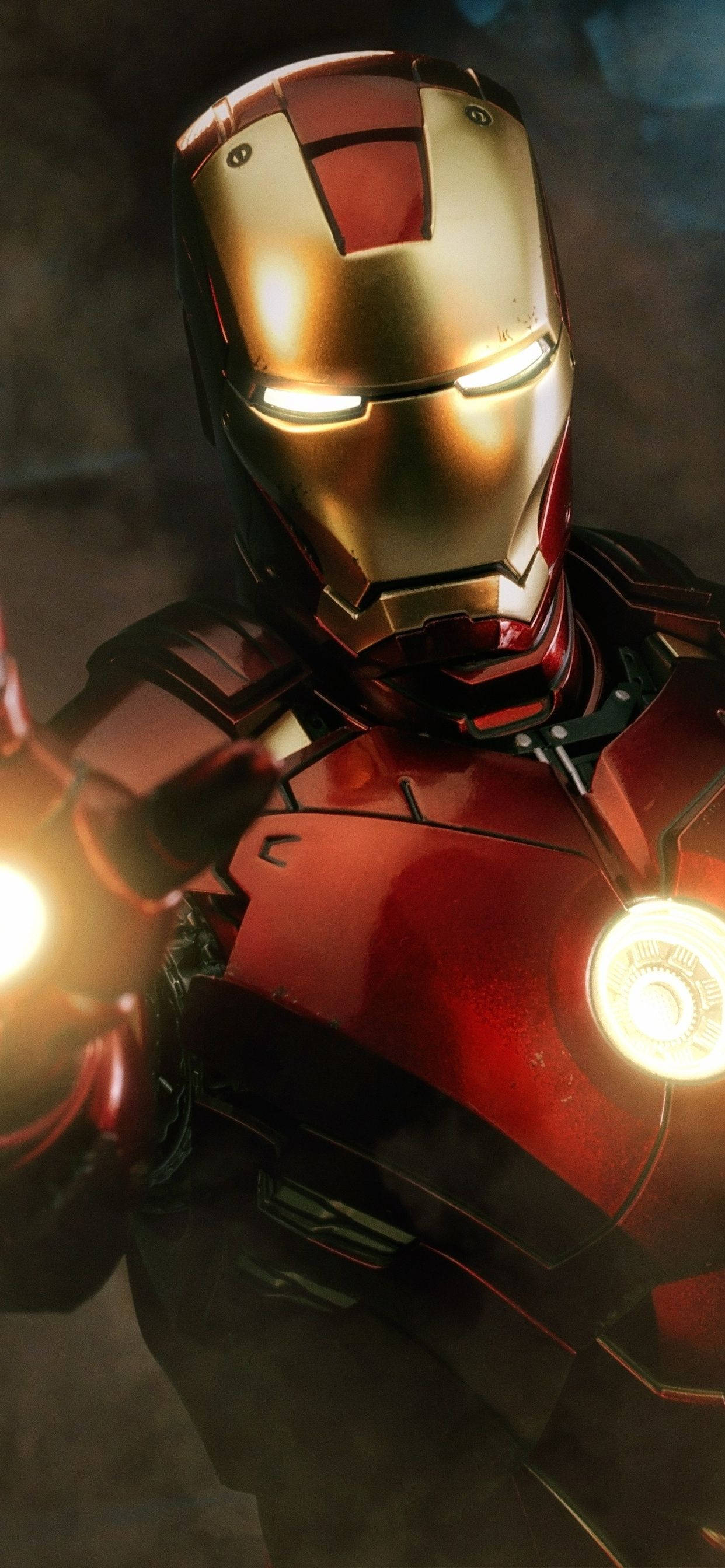 Iron Man Android, glowing red and gold armor, bright eyes, 2K Phone Wallpaper