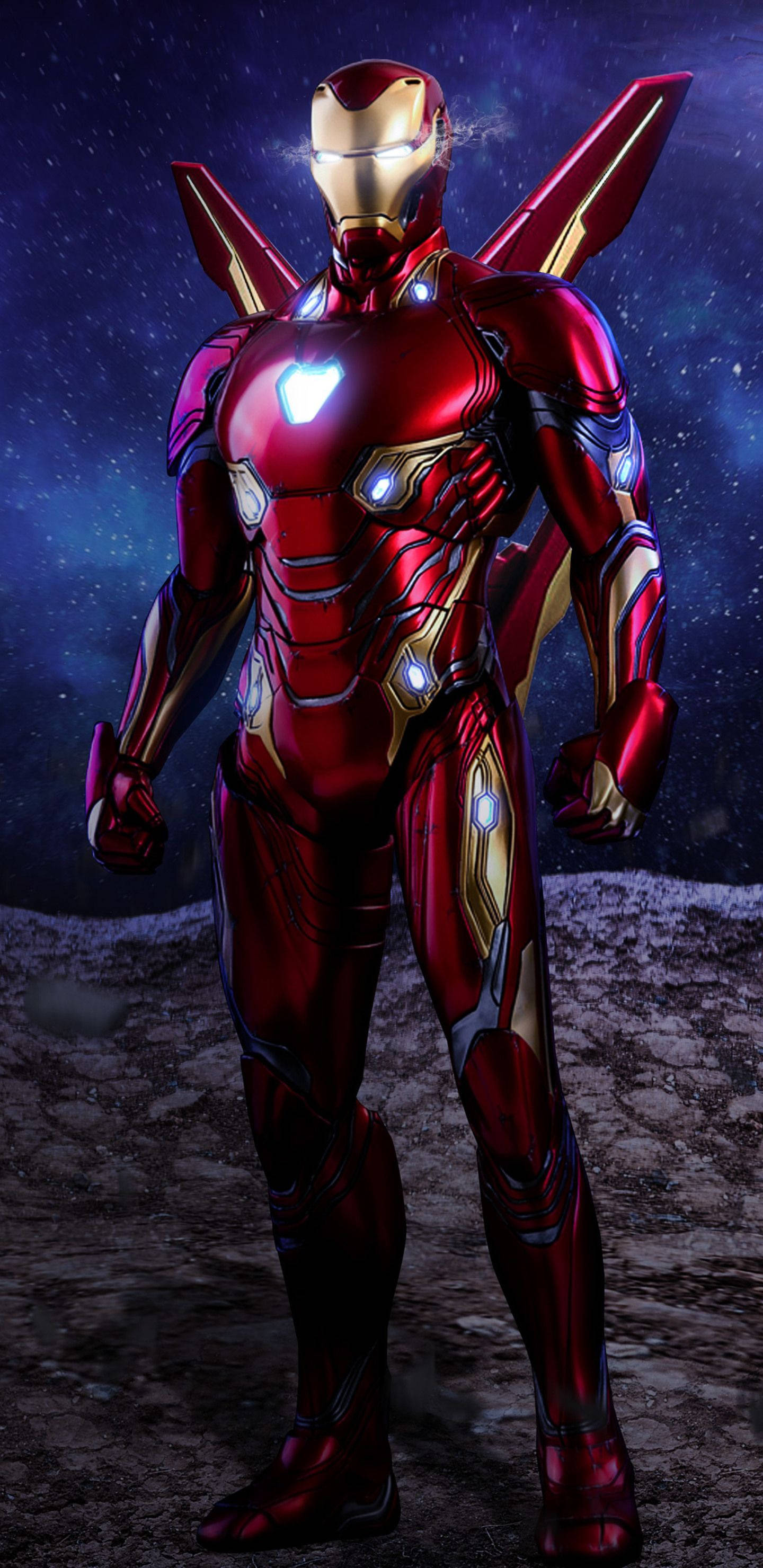 Iron Man, red and gold armor, arc reactor, 2K Phone Wallpaper