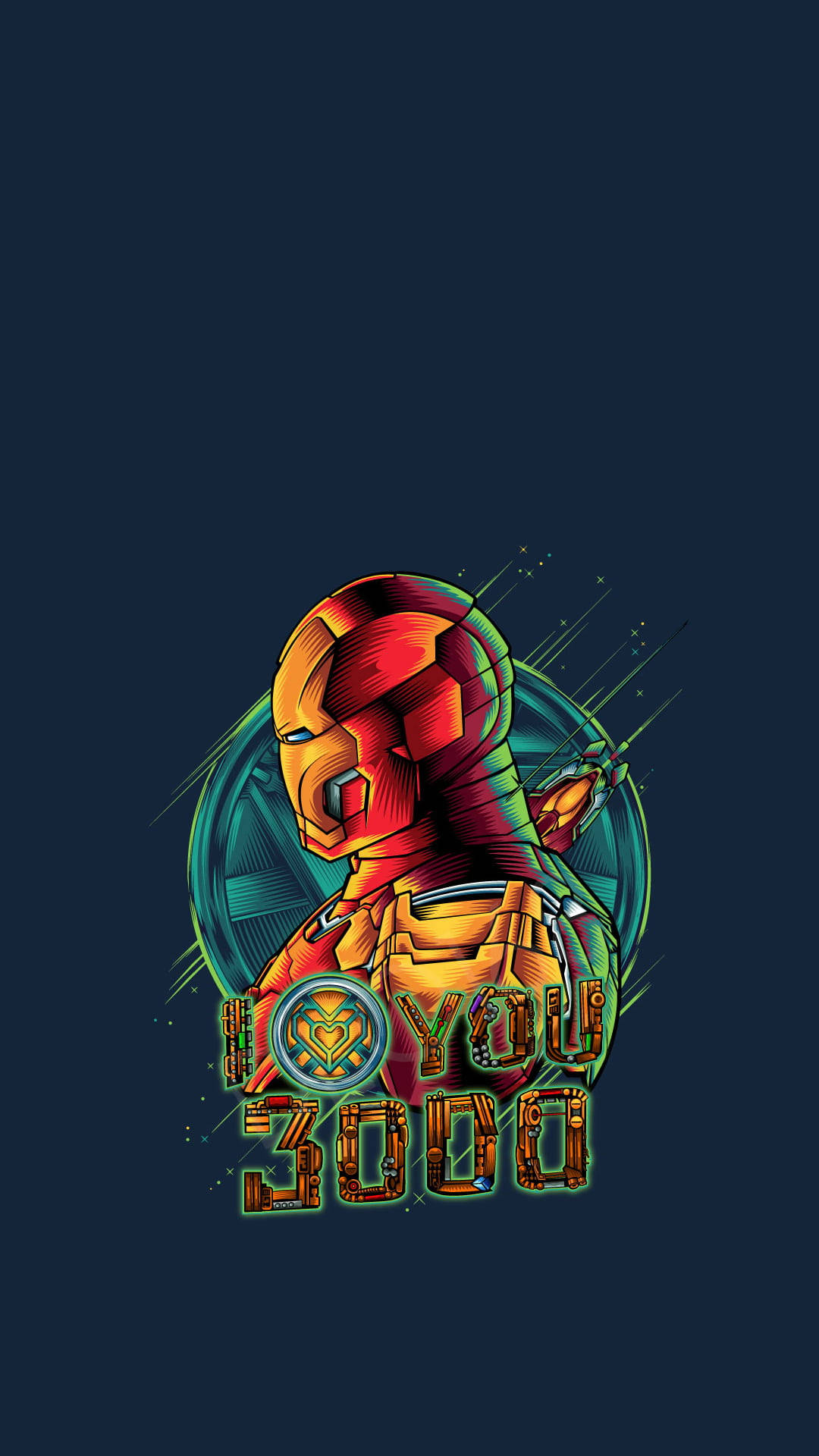 Iron Man Android, vibrant red gold armor, dark blue background, Full HD Phone Wallpaper