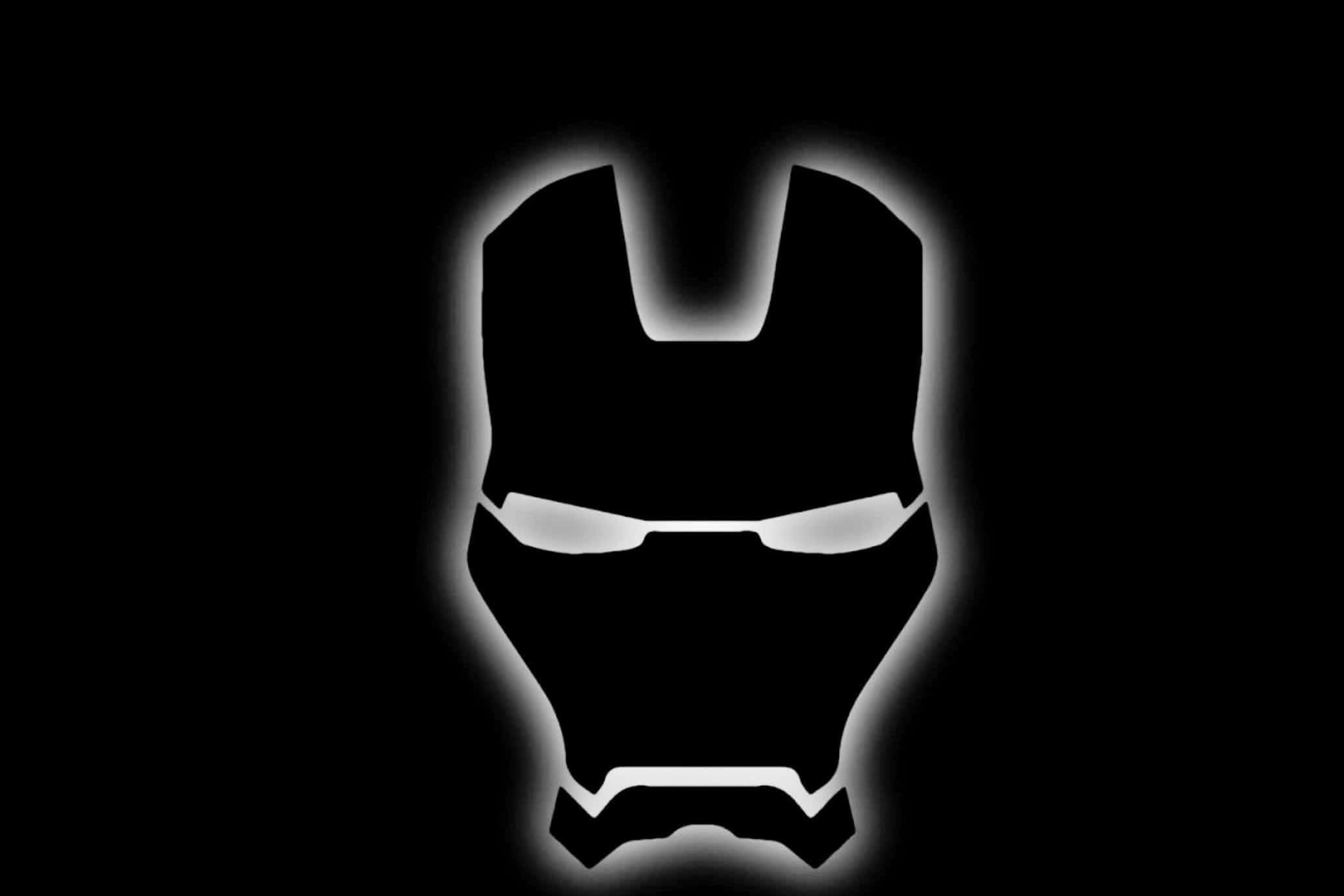 Iron Man, black and white, glowing white silhouette, Full HD Desktop Wallpaper