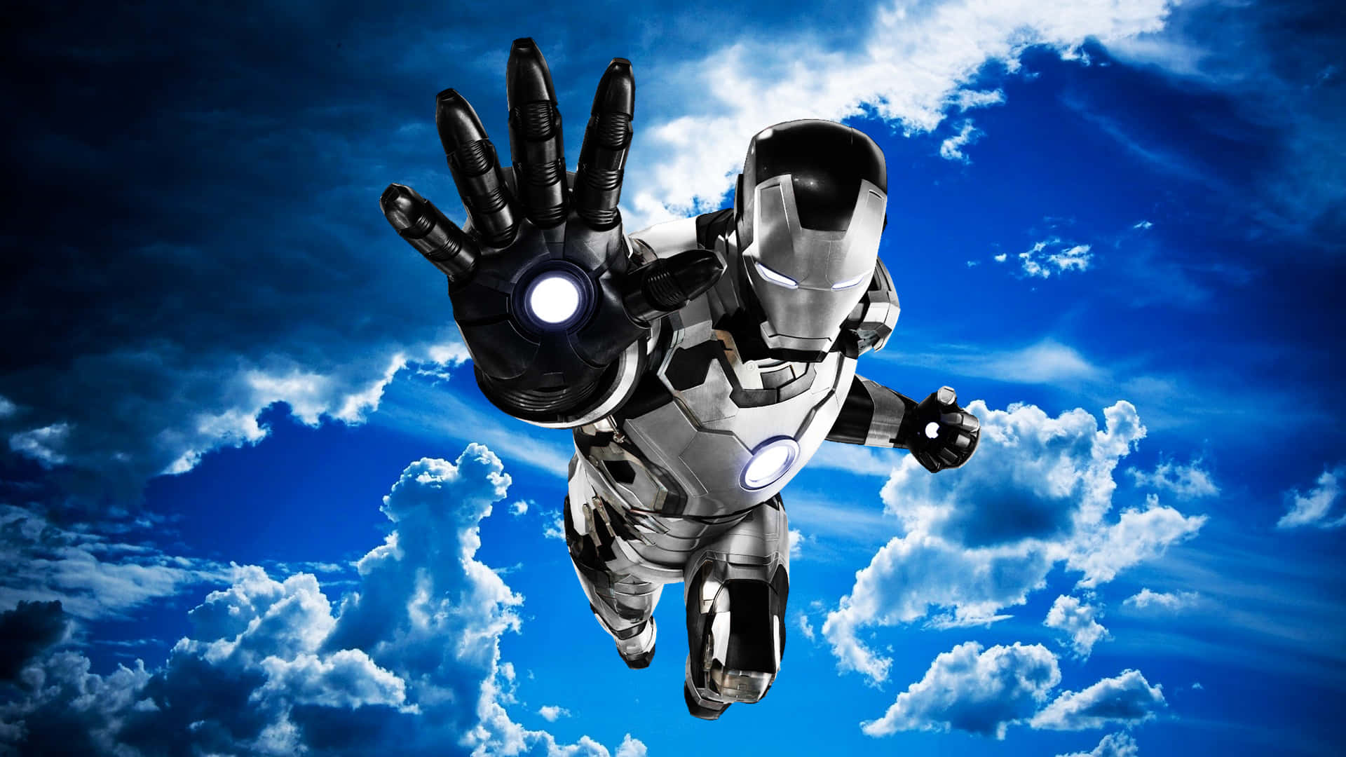 Iron Man, repulsor gloves, vibrant blue sky, Full HD Desktop Wallpaper