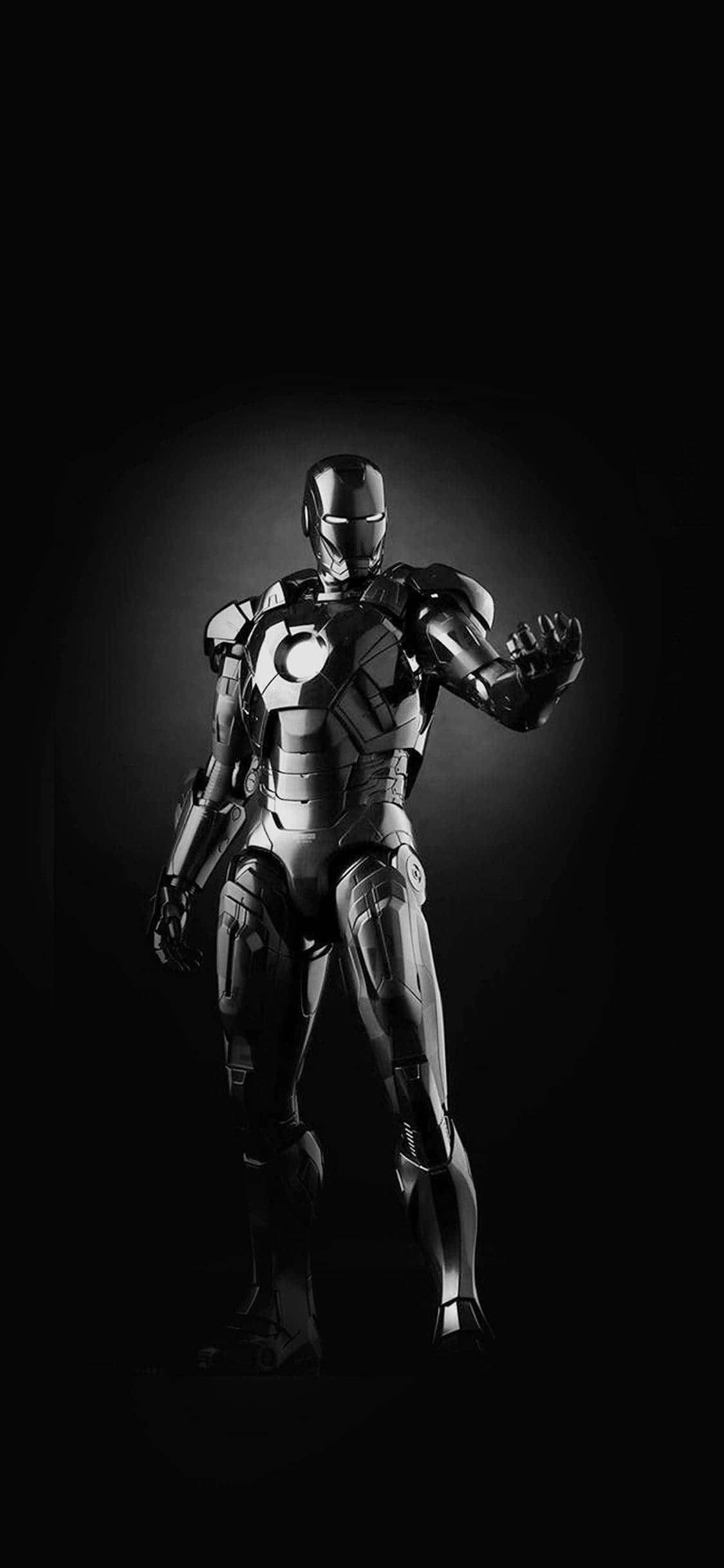 Iron Man, silver armored, glowing chest arc reactor, Full HD Phone Wallpaper
