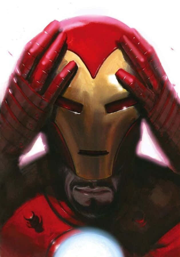 Iron Man, red and gold helmet, arc reactor, SD Phone Wallpaper