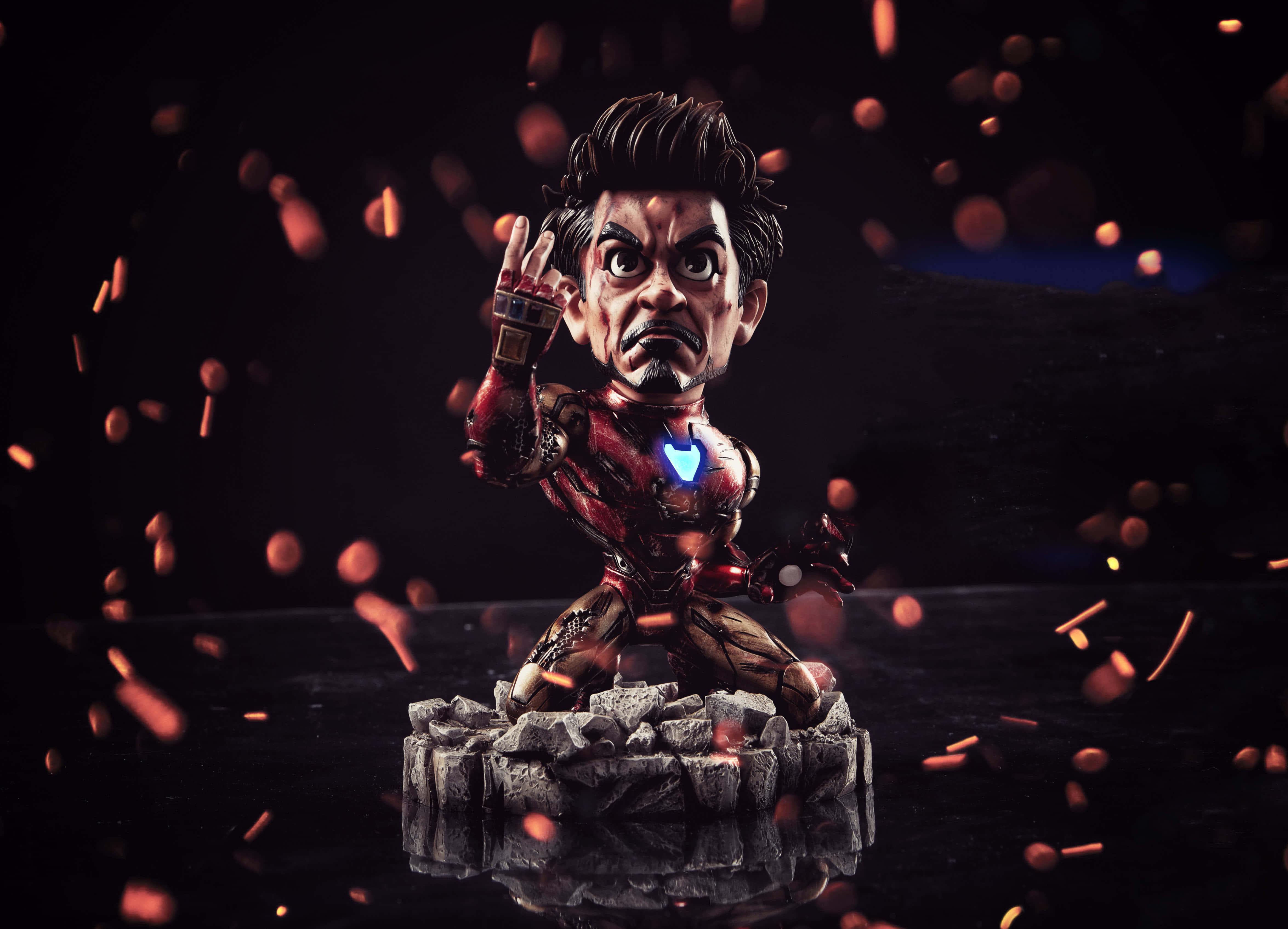 Iron Man, chibi-style, bobblehead, 4K Desktop Wallpaper