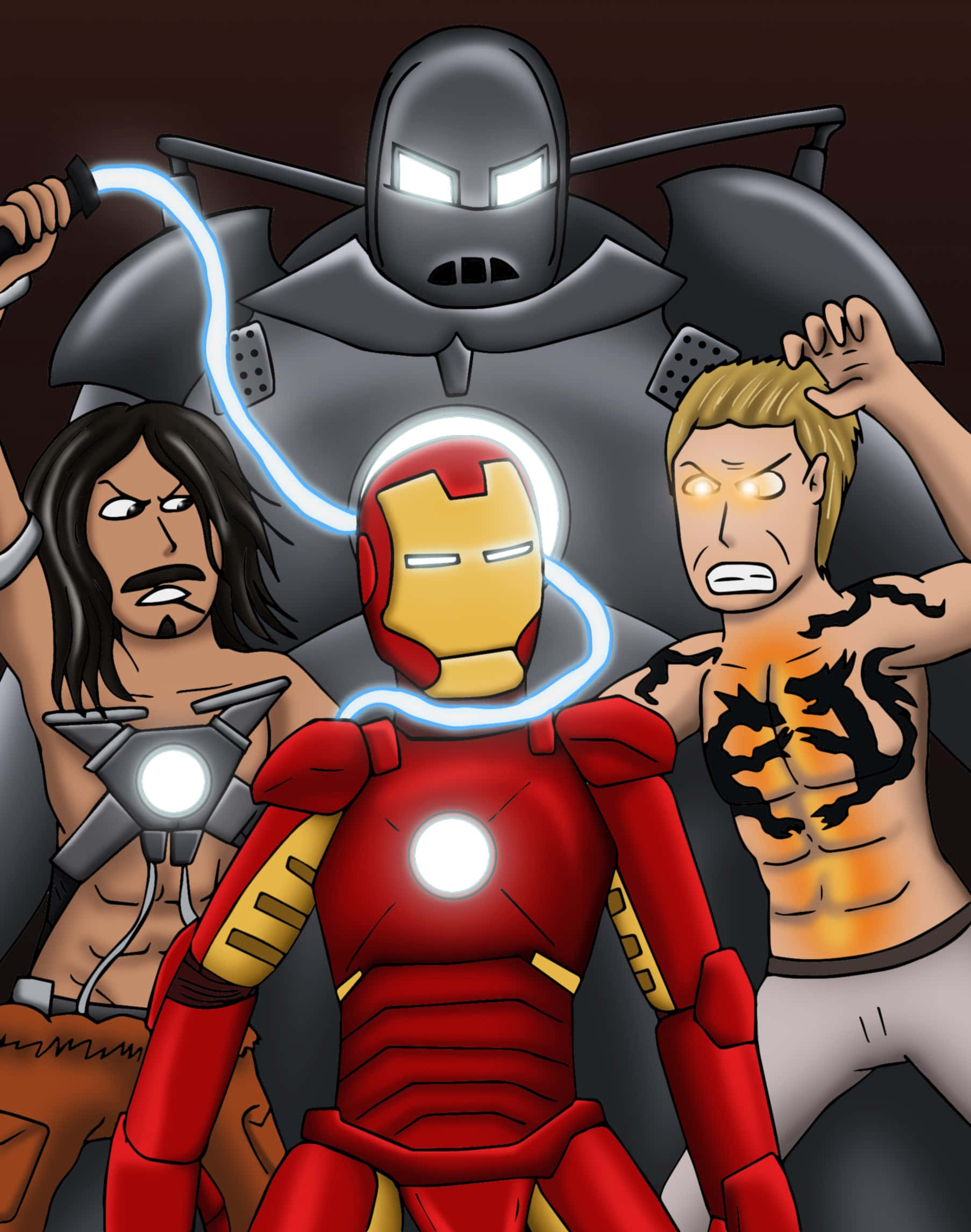 Iron Man, villains, glowing energy whip, Full HD Phone Wallpaper