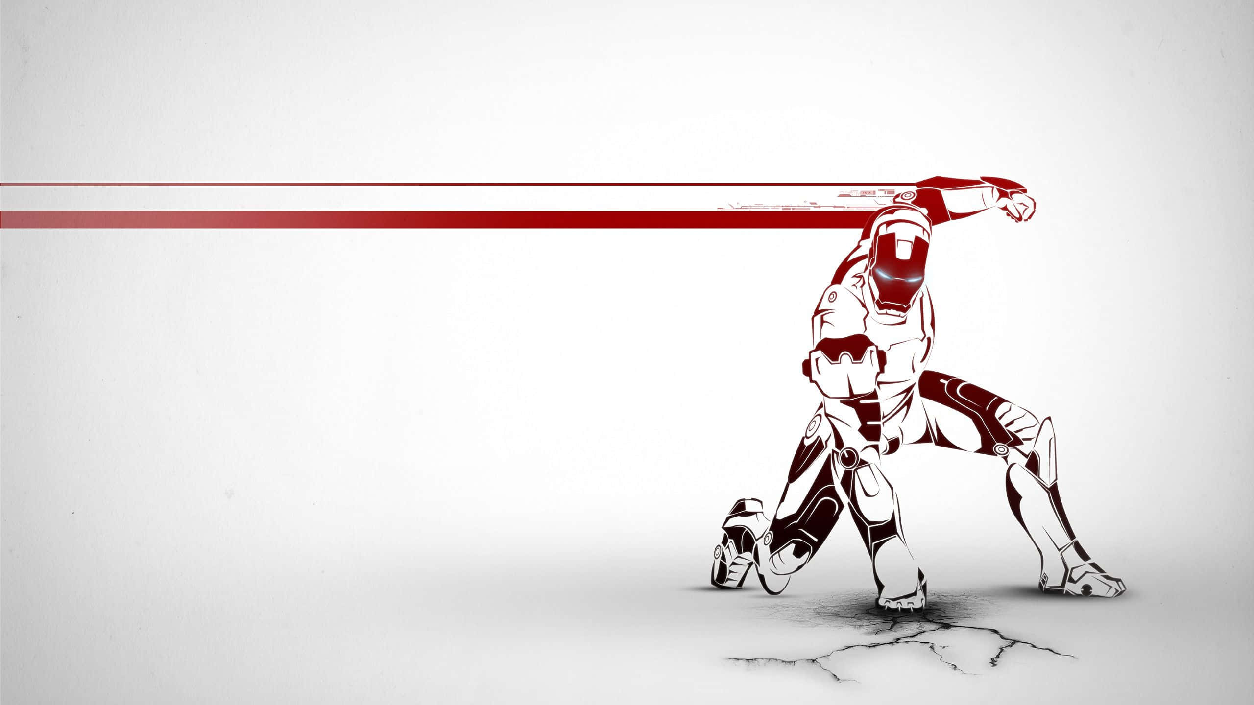 Iron Man, red and white armored warrior, red energy beam, 2K Desktop Wallpaper