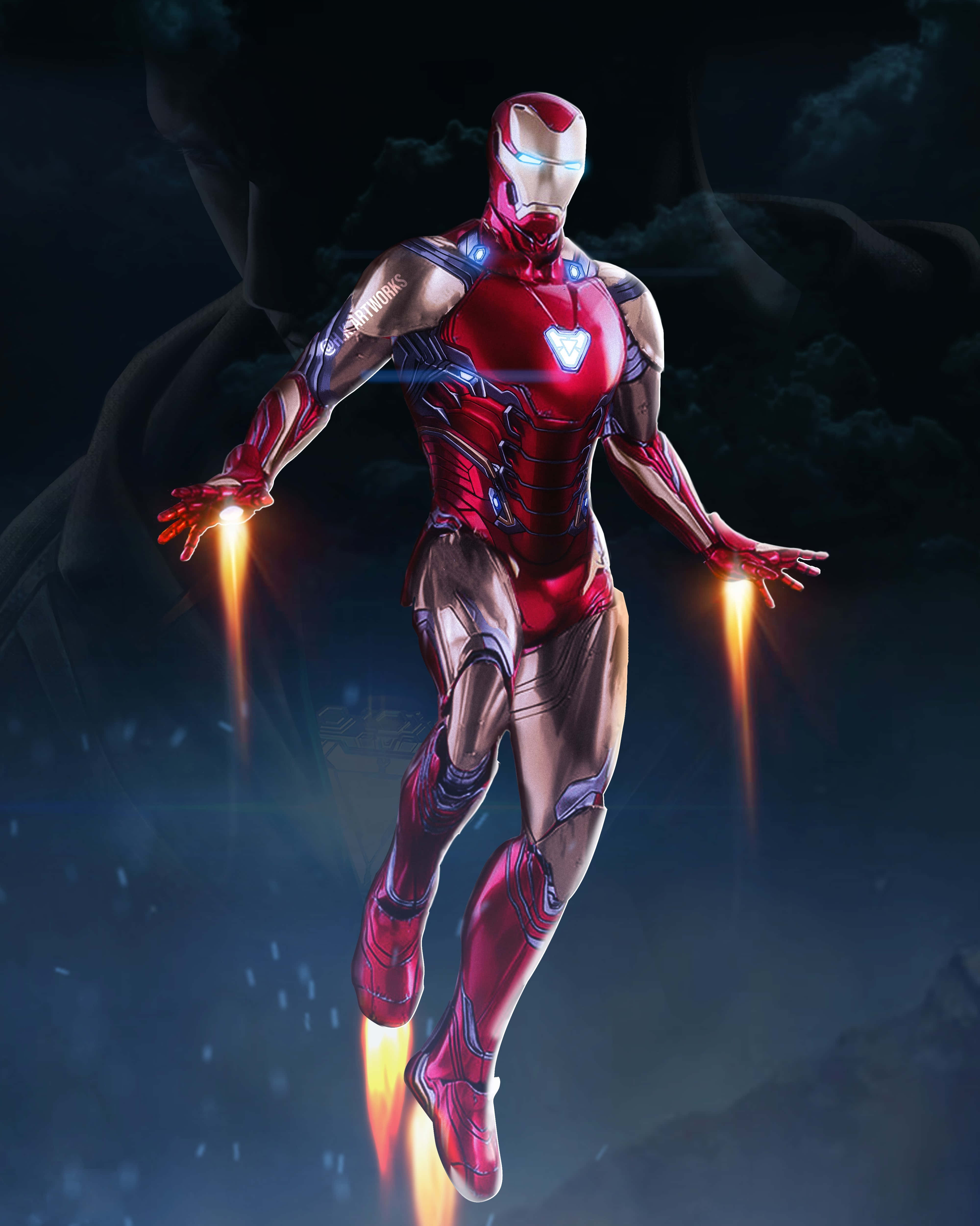 Iron Man, red gold suit, repulsors, 4K Phone Wallpaper