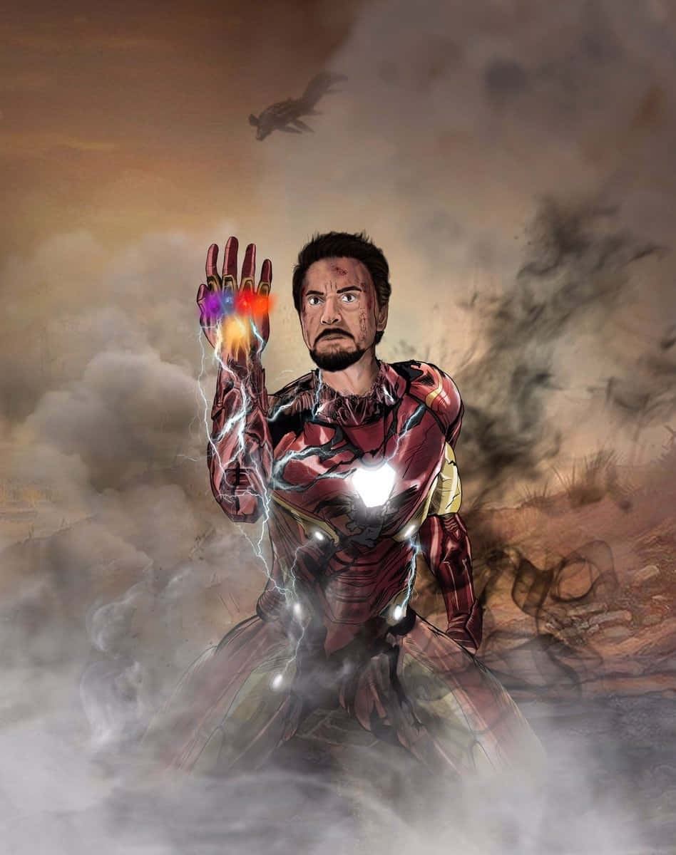 Iron Man, battle armor, glowing gauntlet, SD Phone Wallpaper