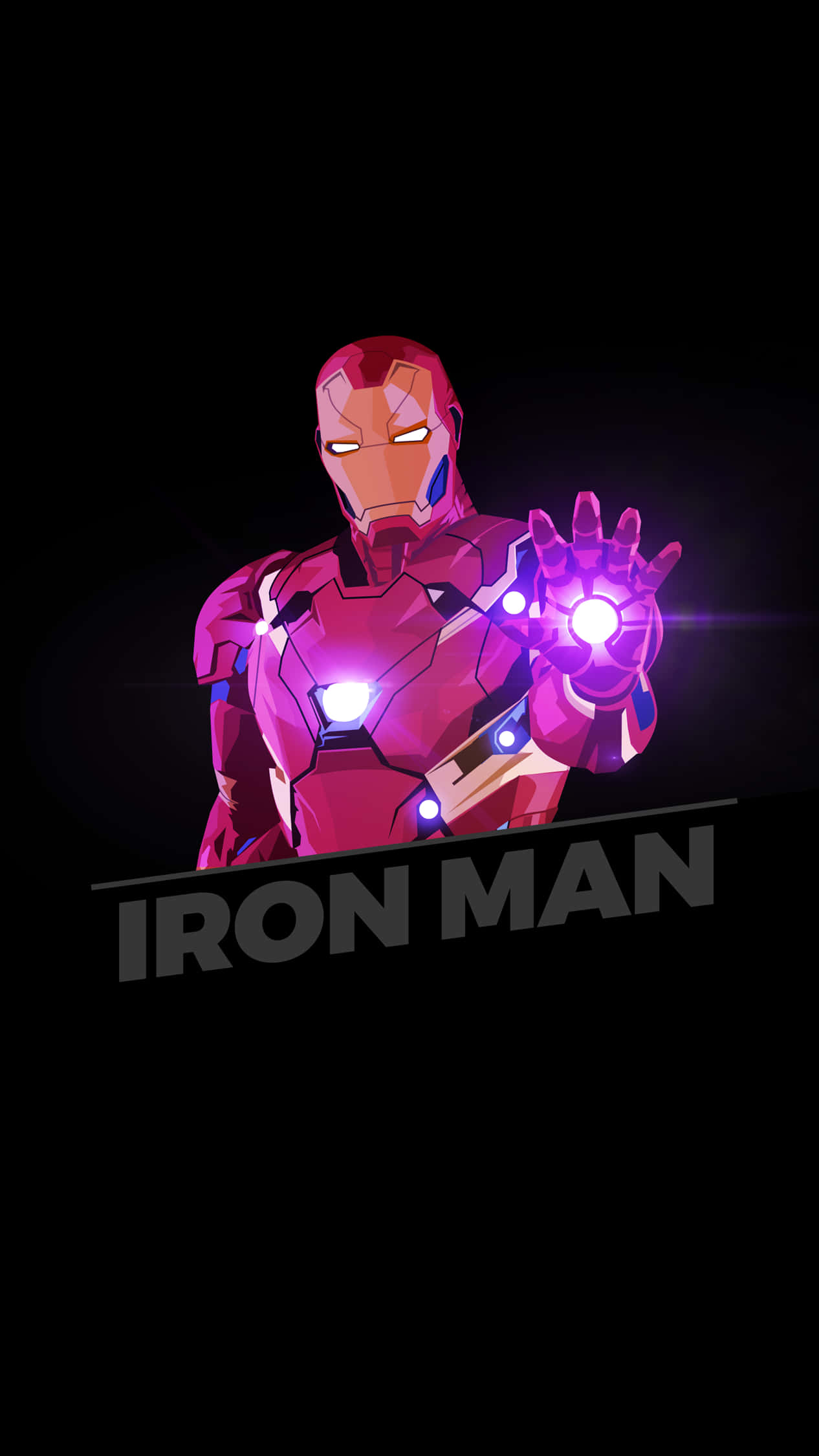 Iron Man, red armor, glowing purple repulsor, Full HD Phone Wallpaper