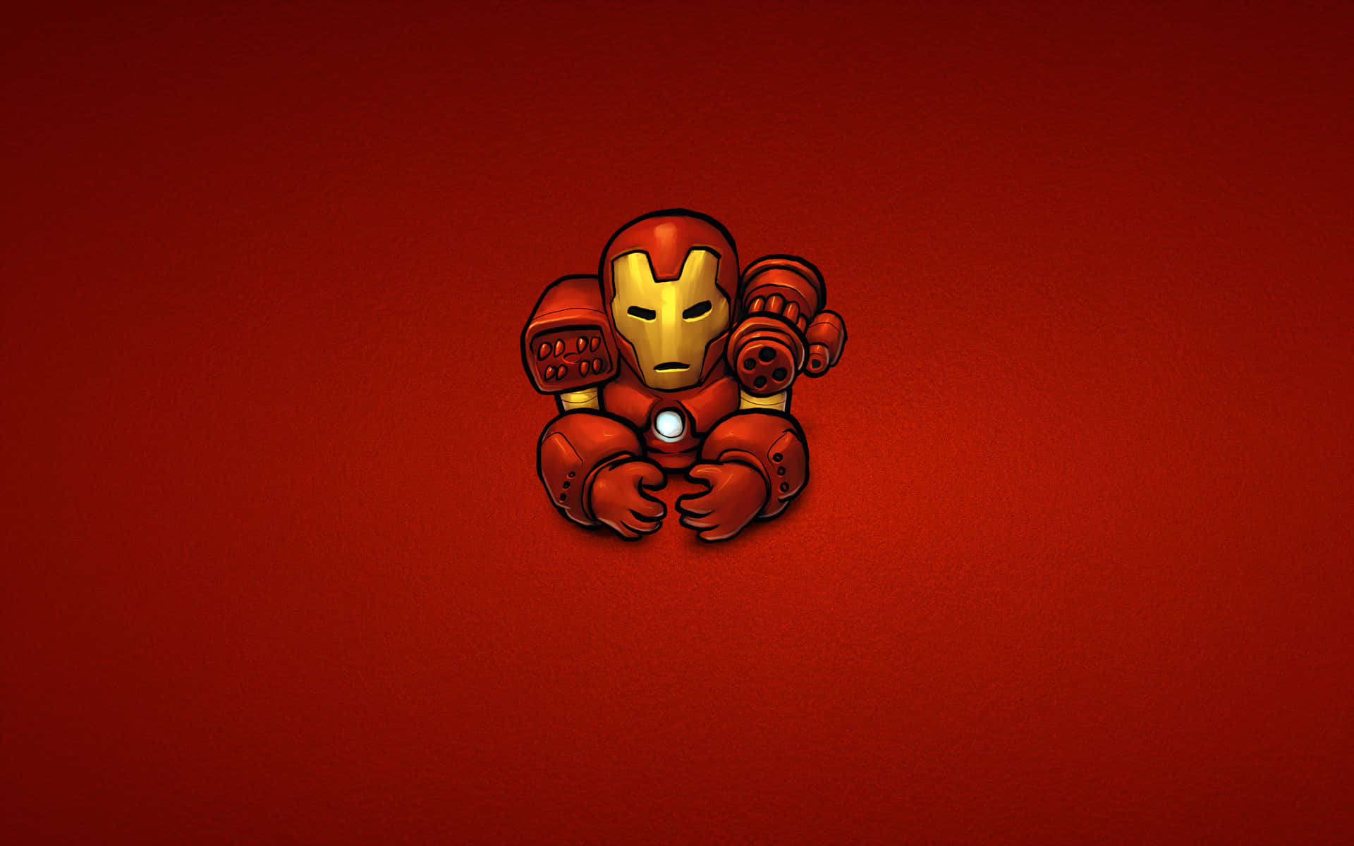 Iron Man, red and gold armor, chibi, Full HD Desktop Wallpaper