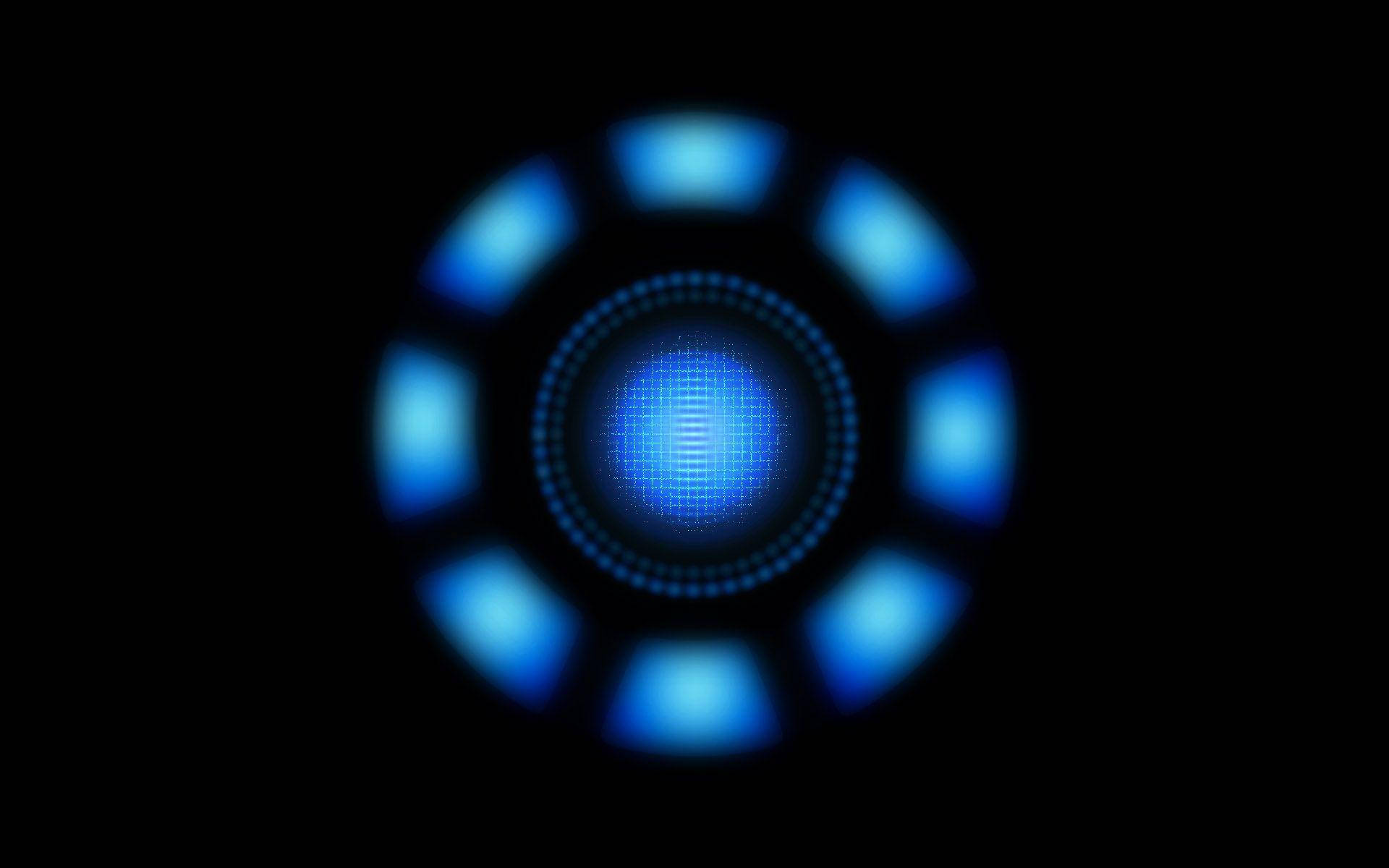 Iron Man, glowing blue circular interface, radial segments, Full HD Desktop Wallpaper
