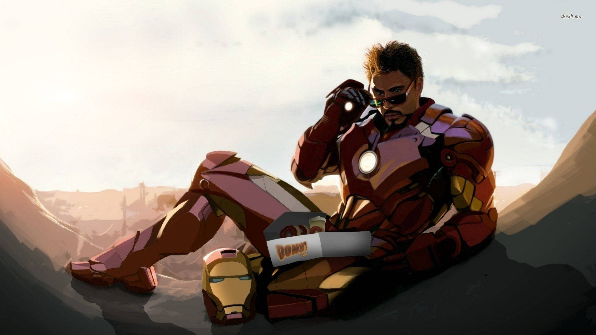 Iron Man, armor, donut, Full HD Desktop Wallpaper