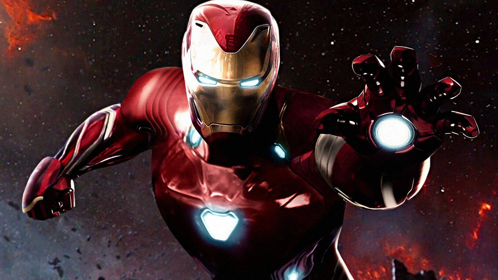 Red Iron Man, red and gold armor, repulsors, Full HD Desktop Wallpaper