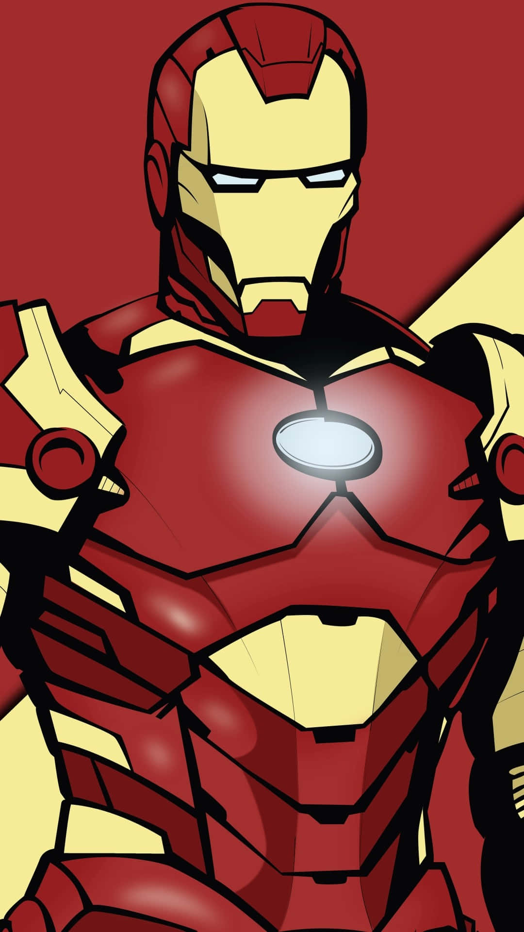 Iron Man, red and gold armored suit, glowing arc reactor, Full HD Phone Wallpaper
