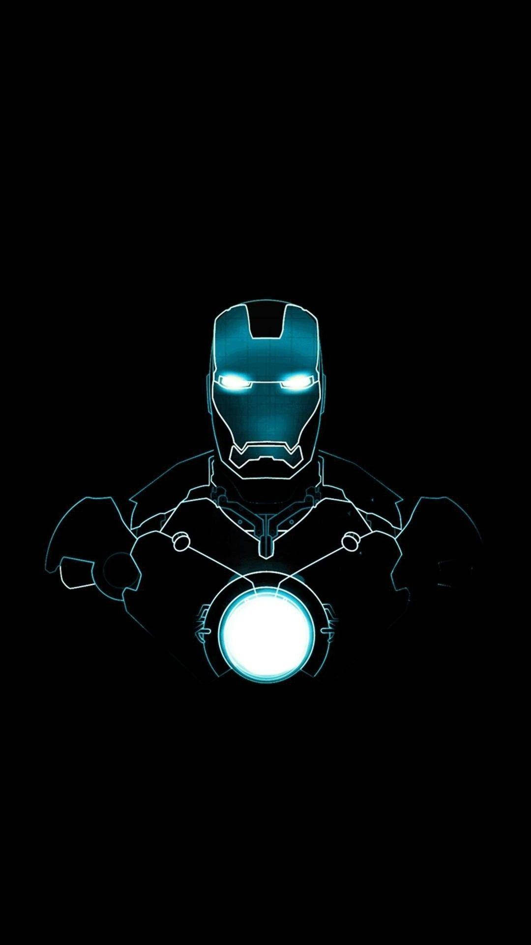 Iron Man, blue helmet, chest arc reactor, Full HD Phone Wallpaper