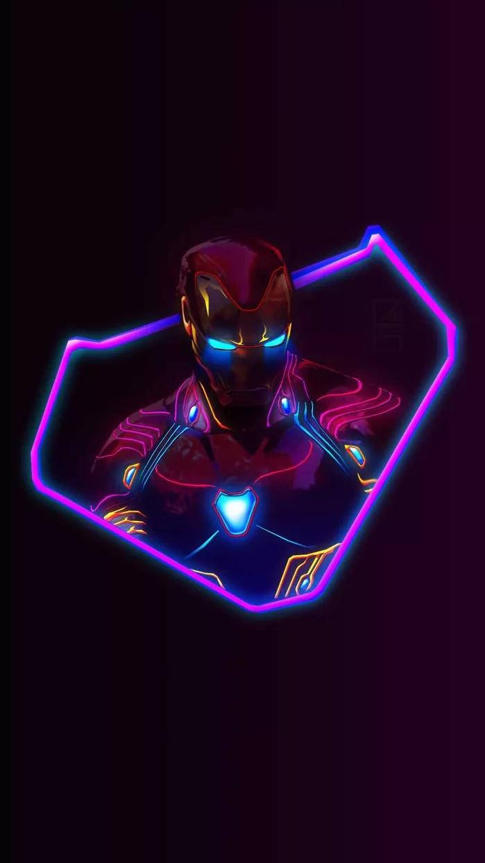 Neon Purple Iron Man, Iron Man, glowing helmet, SD Phone Wallpaper