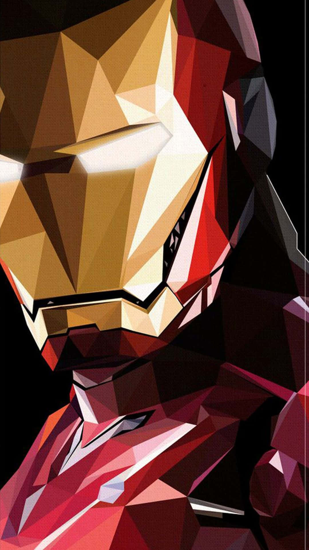 Iron Man, iPhone, low-poly stylized, Full HD Phone Wallpaper