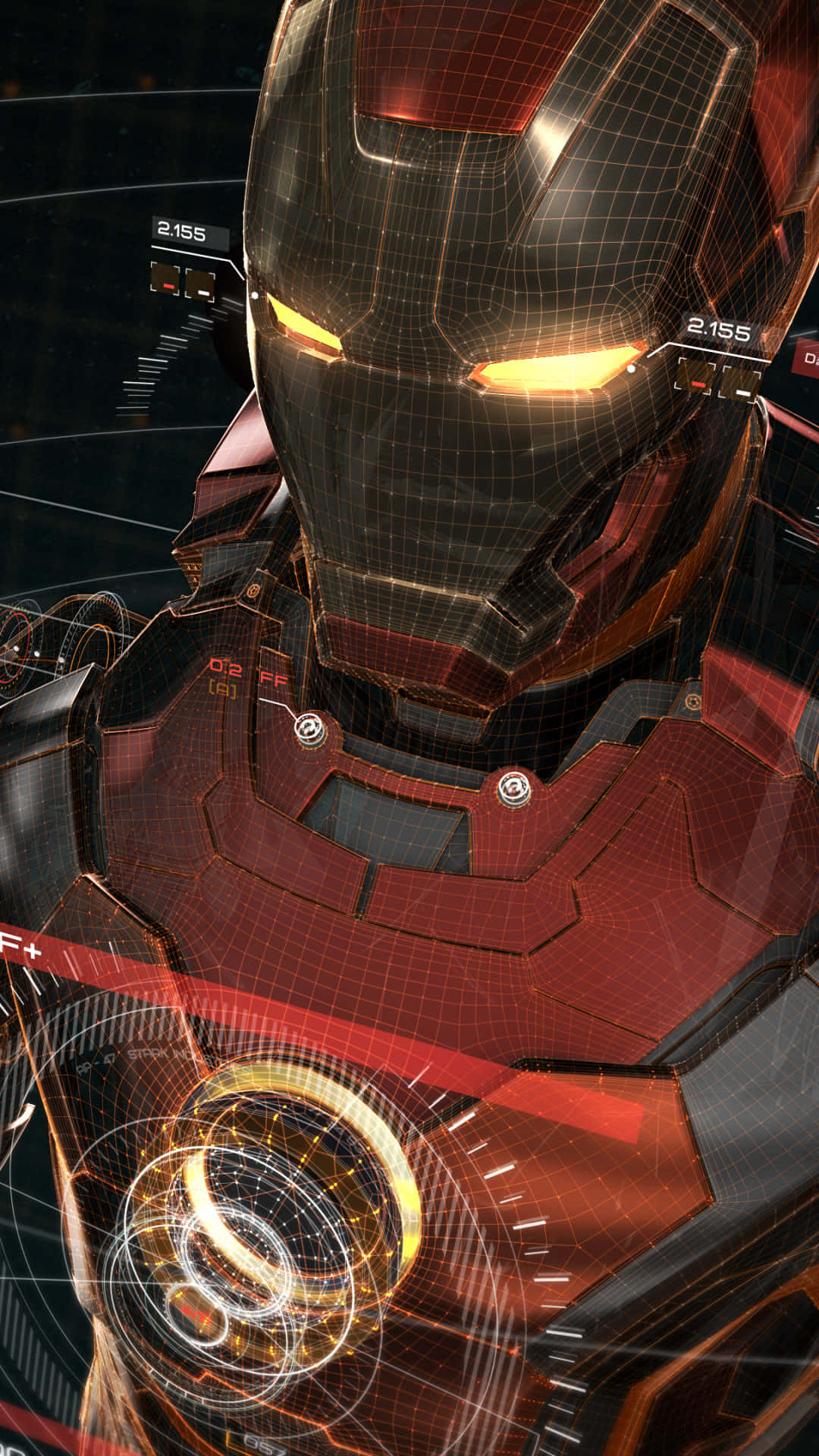 Iron Man, helmet, glowing yellow eyes, Full HD Phone Wallpaper
