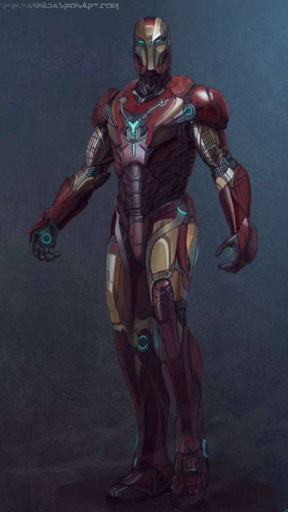 Iron Man, blue accents, chest, SD Phone Wallpaper