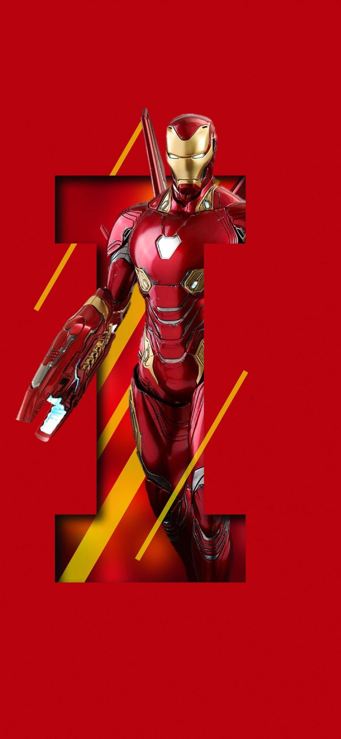 Iron Man, Letter I, red background, Full HD Phone Wallpaper