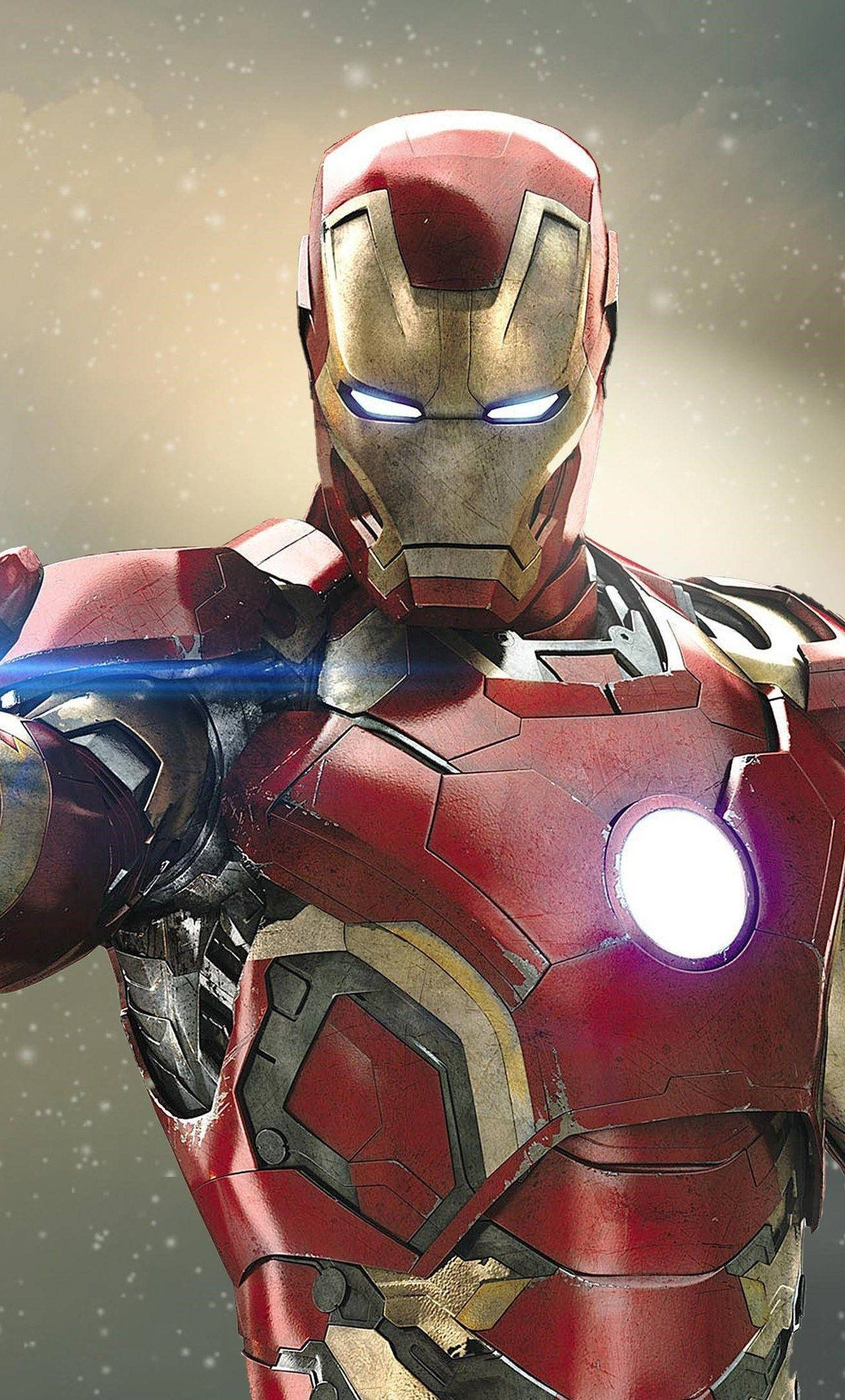 Iron Man, red gold armor, glowing eyes, Full HD Phone Wallpaper