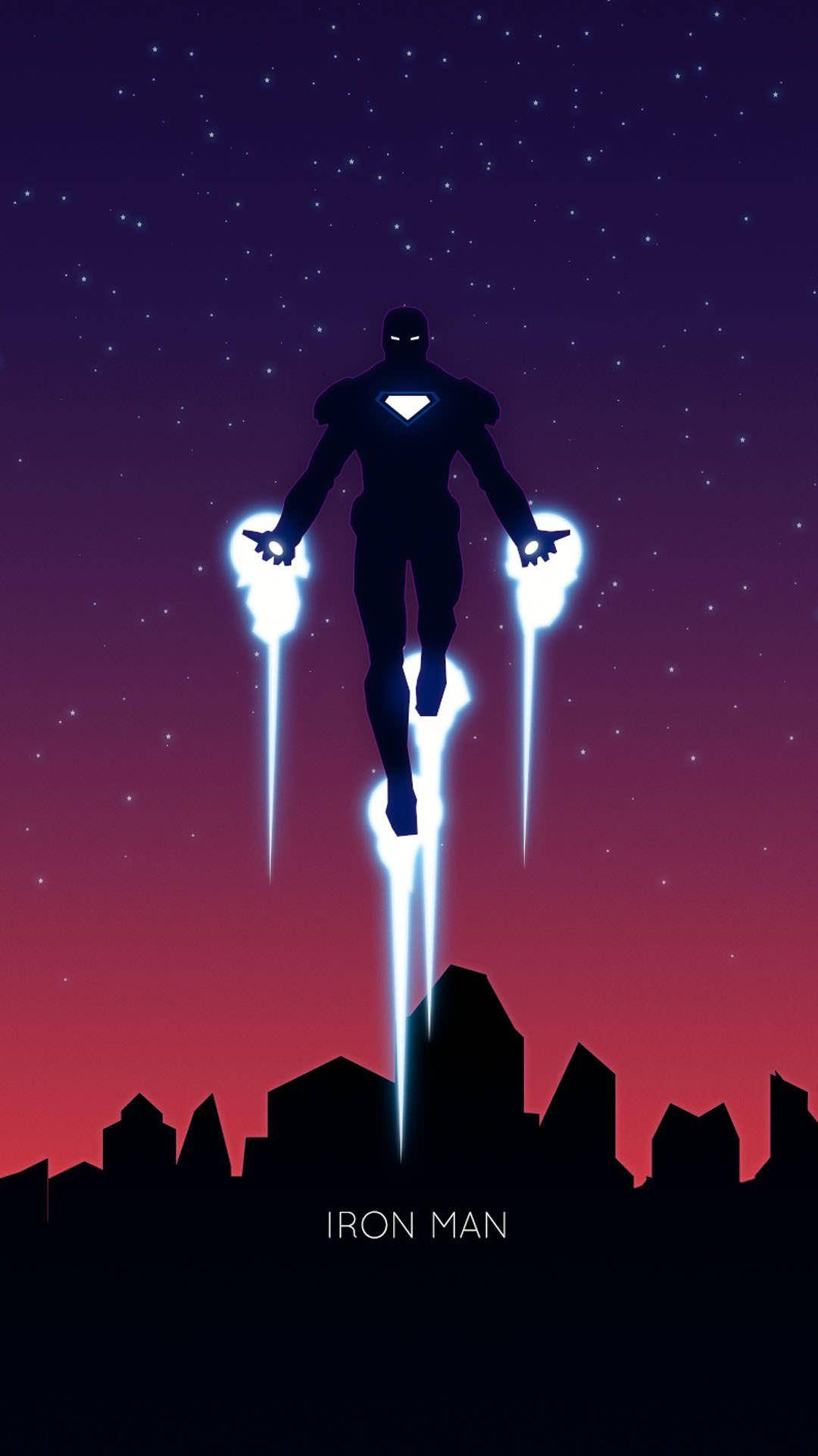 Iron Man, city skyline, dusk, Full HD Phone Wallpaper