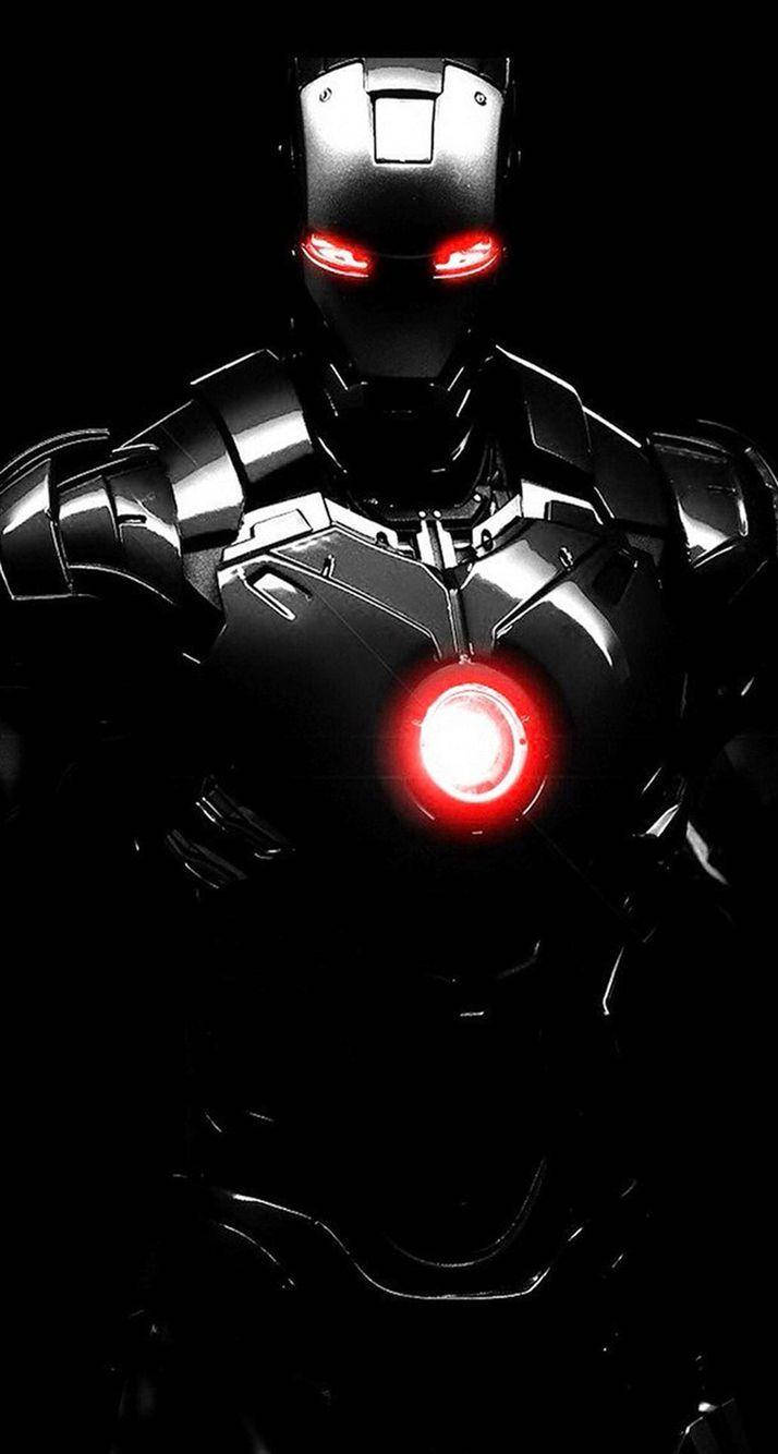 Dark Silver Iron Man, Iron Man, glowing red eyes, HD Phone Wallpaper