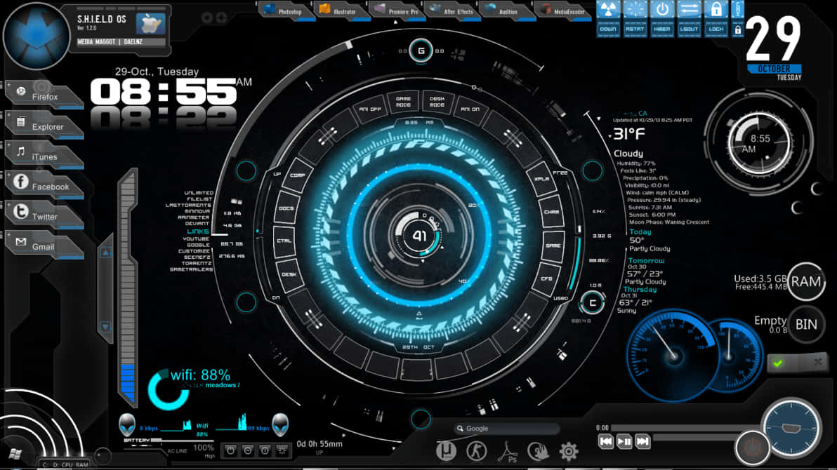 Iron Man, Jarvis, desktop interface, SD Desktop Wallpaper