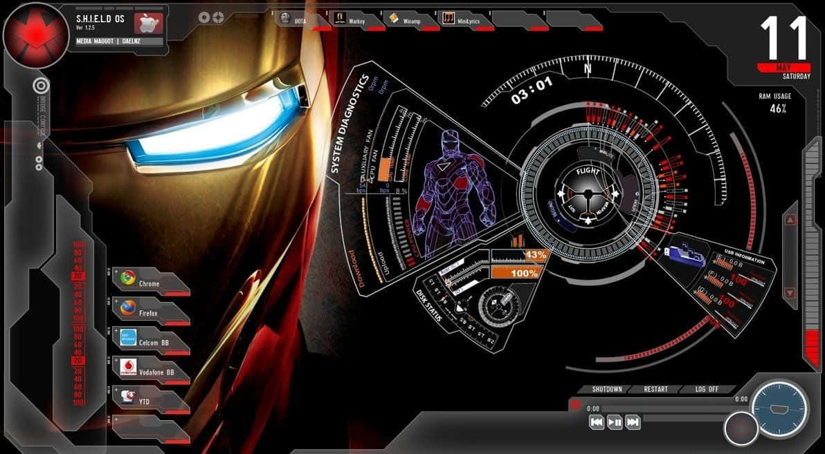 Iron Man, Jarvis, helmet, SD Desktop Wallpaper