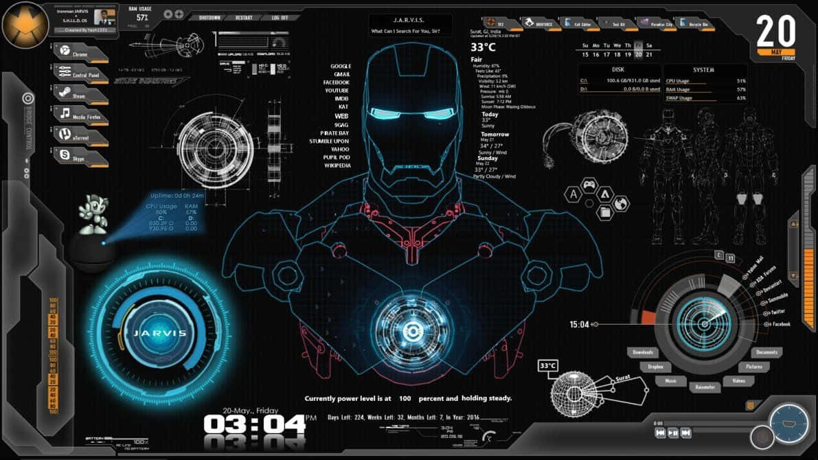 Iron Man, Jarvis, holographic suit, SD Desktop Wallpaper