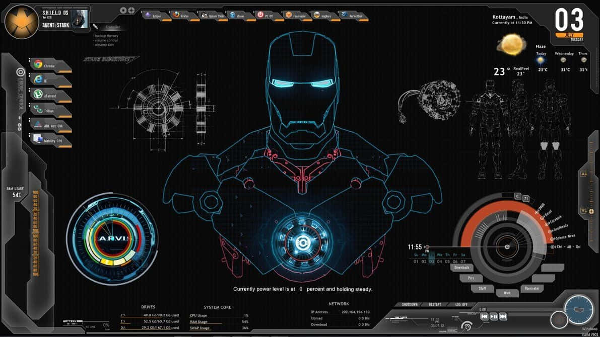 Iron Man, Jarvis, HUD, SD Desktop Wallpaper