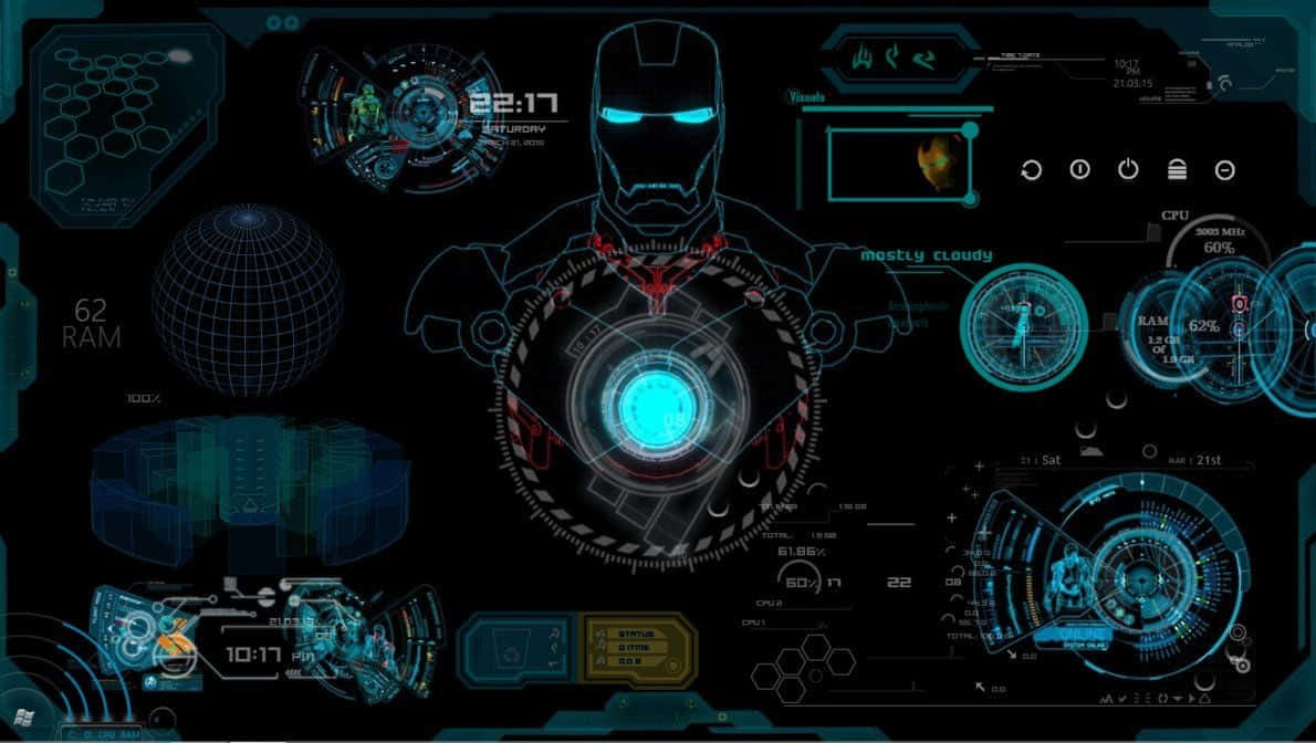 Iron Man, Jarvis Desktop, holographic interface, SD Desktop Wallpaper