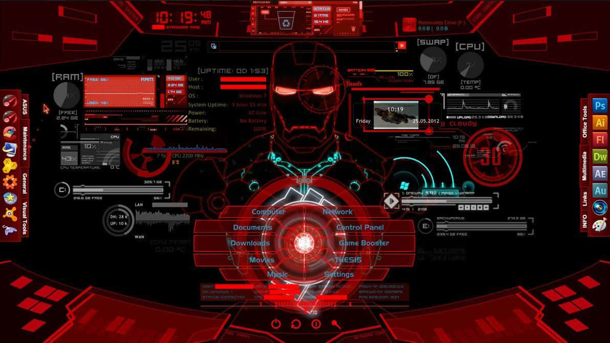 Iron Man Jarvis Desktop, Iron Man, helmet silhouette, SD Desktop Wallpaper