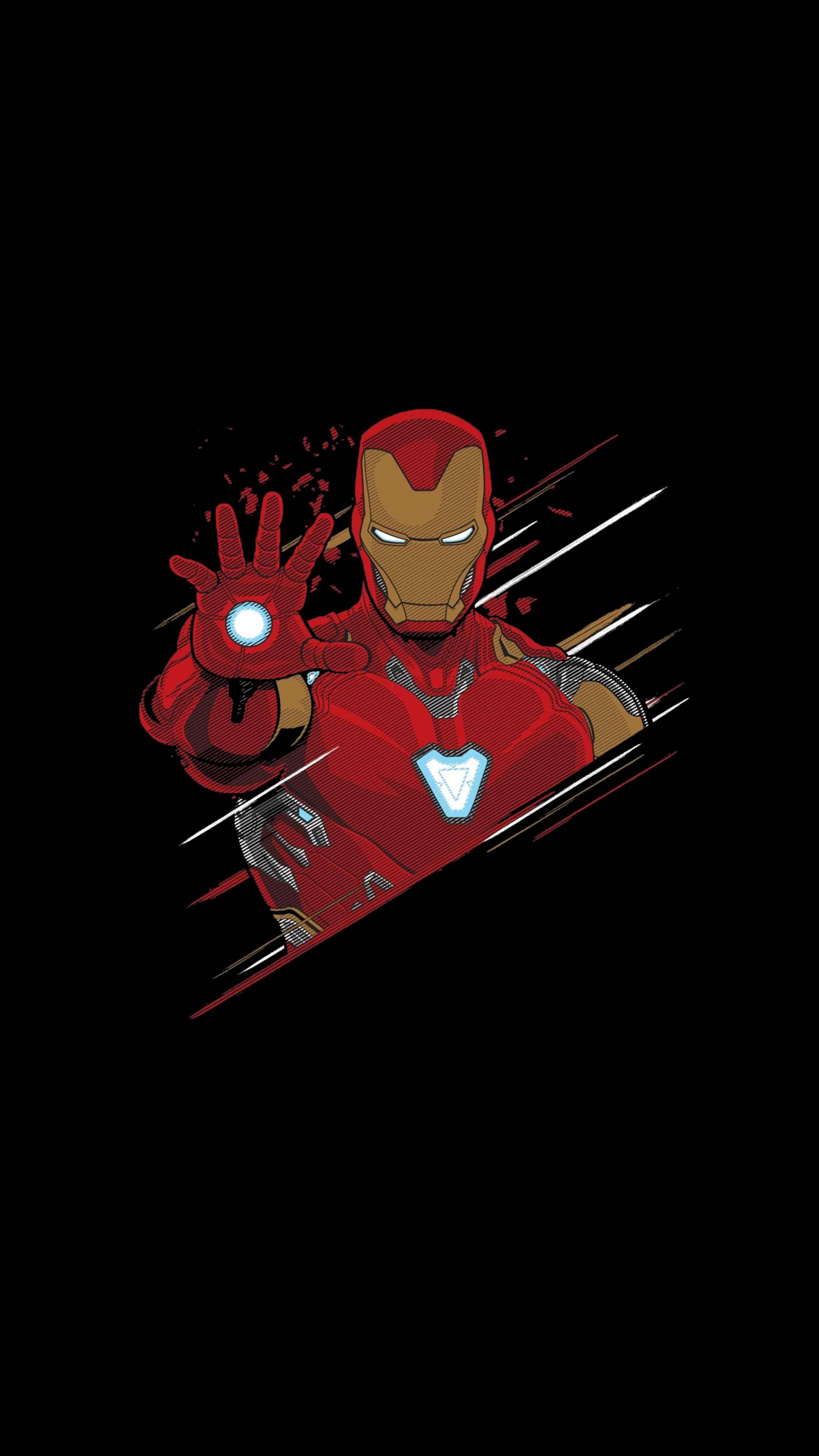 Iron Man, red and gold armor, glowing repulsor hand, 4K Phone Wallpaper