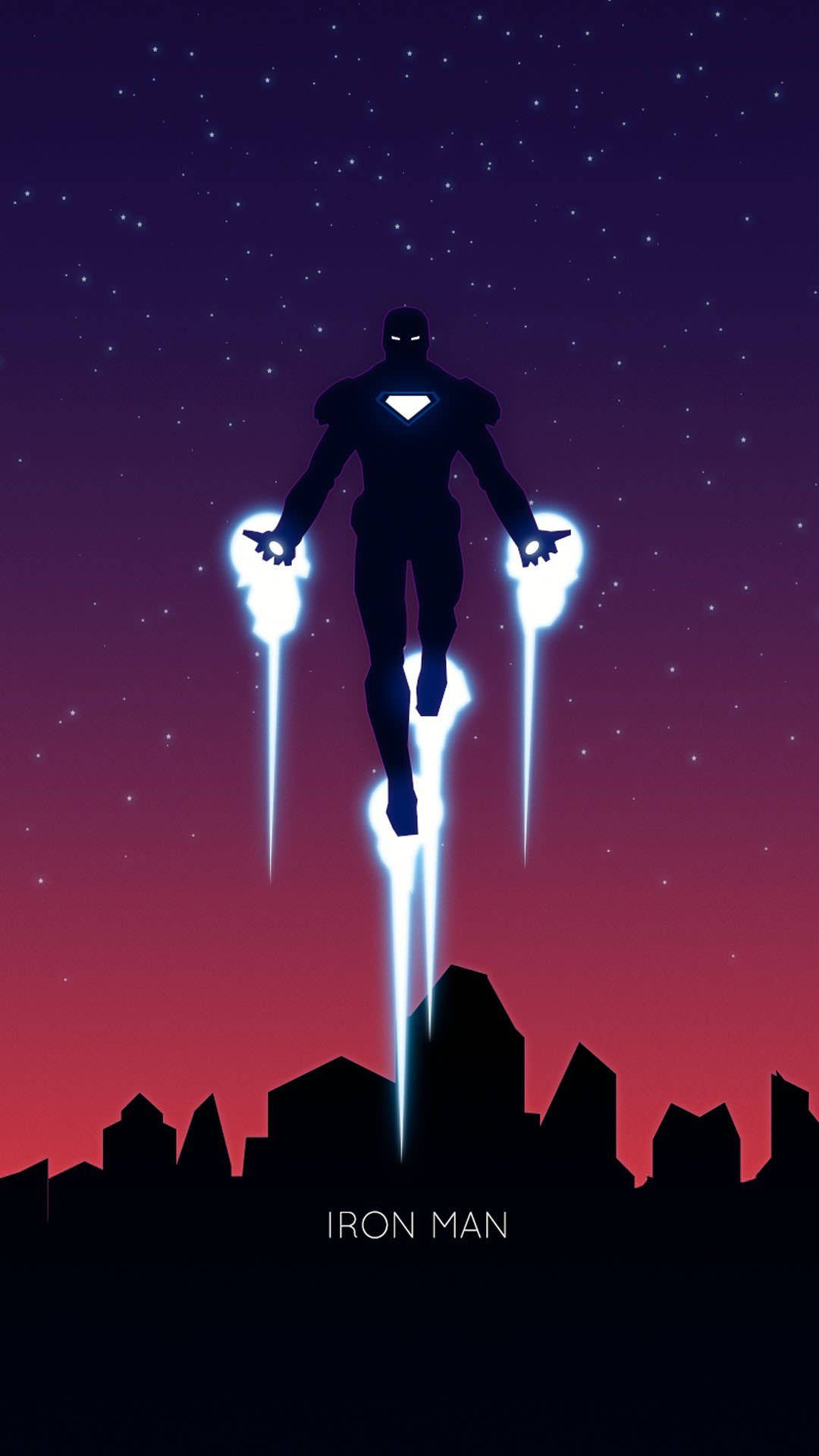 Iron Man, city skyline, twilight, Full HD Phone Wallpaper