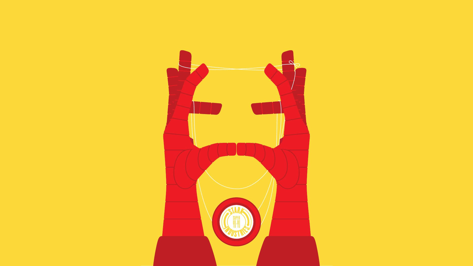 Iron Man Logo, red-gloved hands, helmet outline, Full HD Desktop Wallpaper