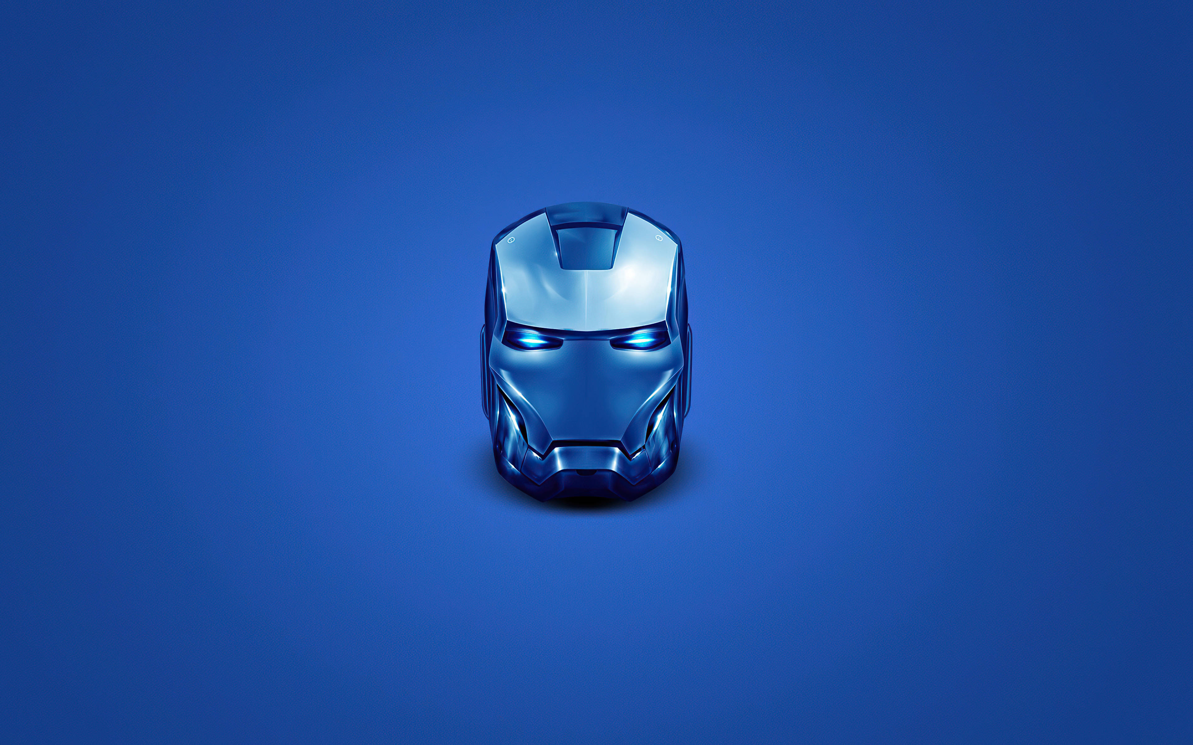 Iron Man, blue head, glowing blue eyes, 4K Desktop Wallpaper