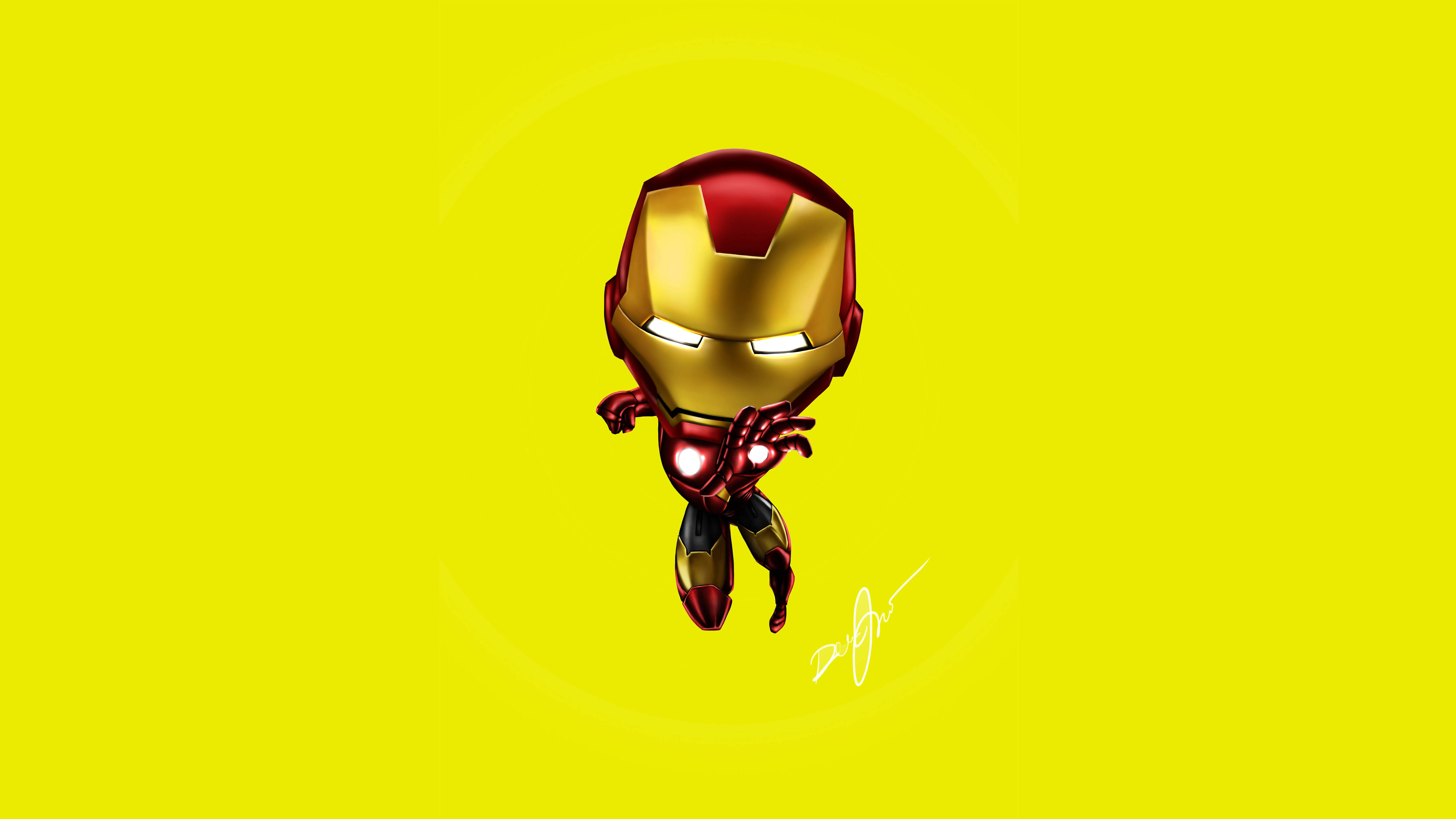 Iron Man, red and gold armor, glowing eyes, 5K Desktop Wallpaper