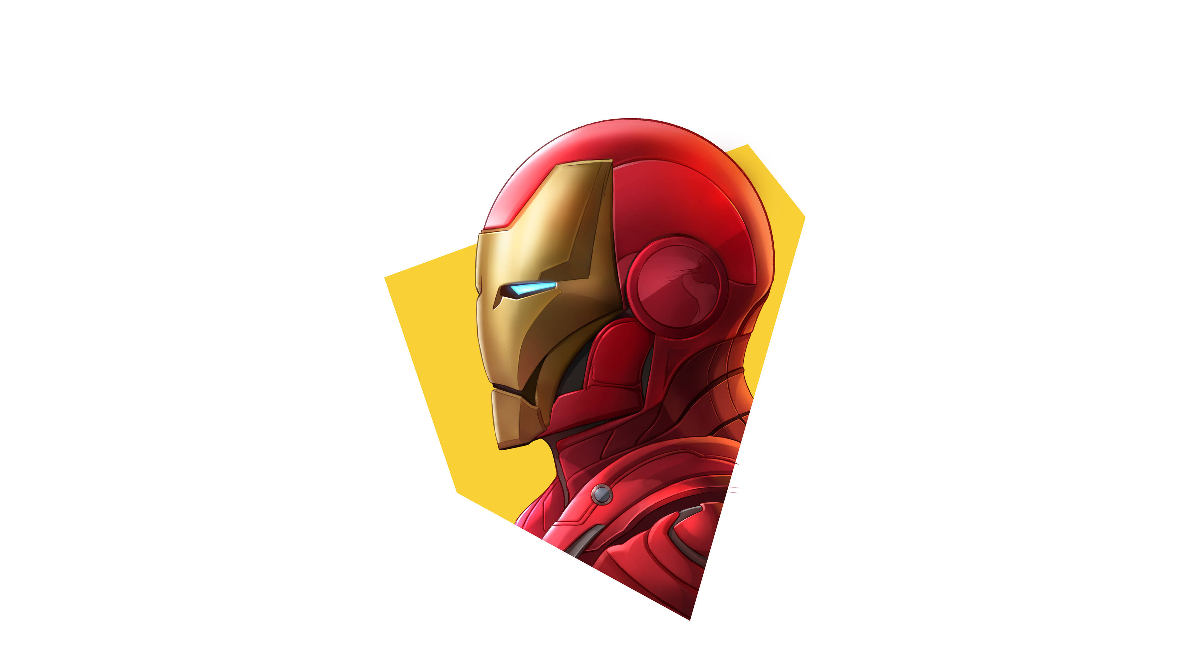 Iron Man, red head, glowing blue eyes, 4K Desktop Wallpaper