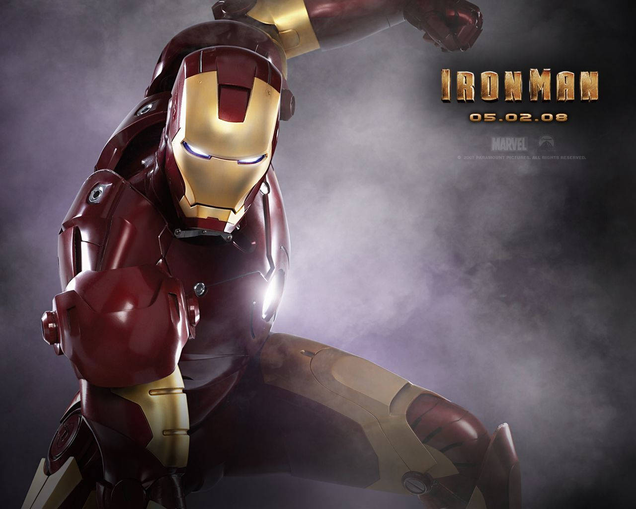 Iron Man Mark 3, red and gold armor, glowing eyes, HD Desktop Wallpaper