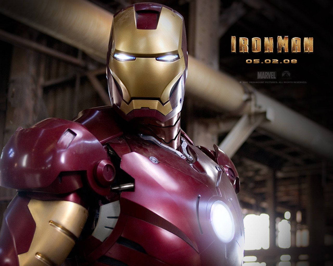 Iron Man Mark 3, red and gold suit, glowing eyes, HD Desktop Wallpaper